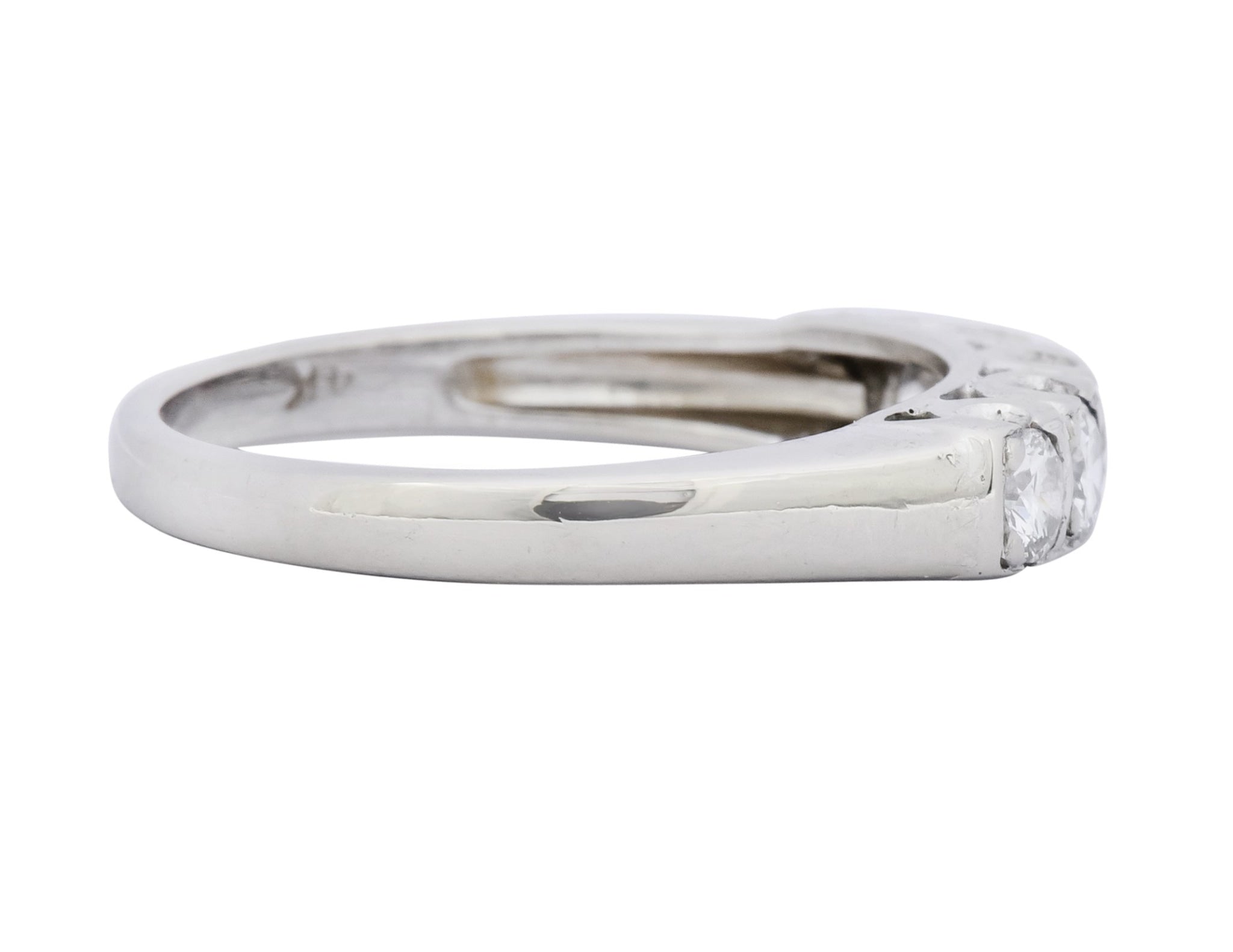 Retro 0.50 CTW Diamond 14 Karat White Gold Anniversary Band Ring 1950's - Wilson's Estate Jewelry