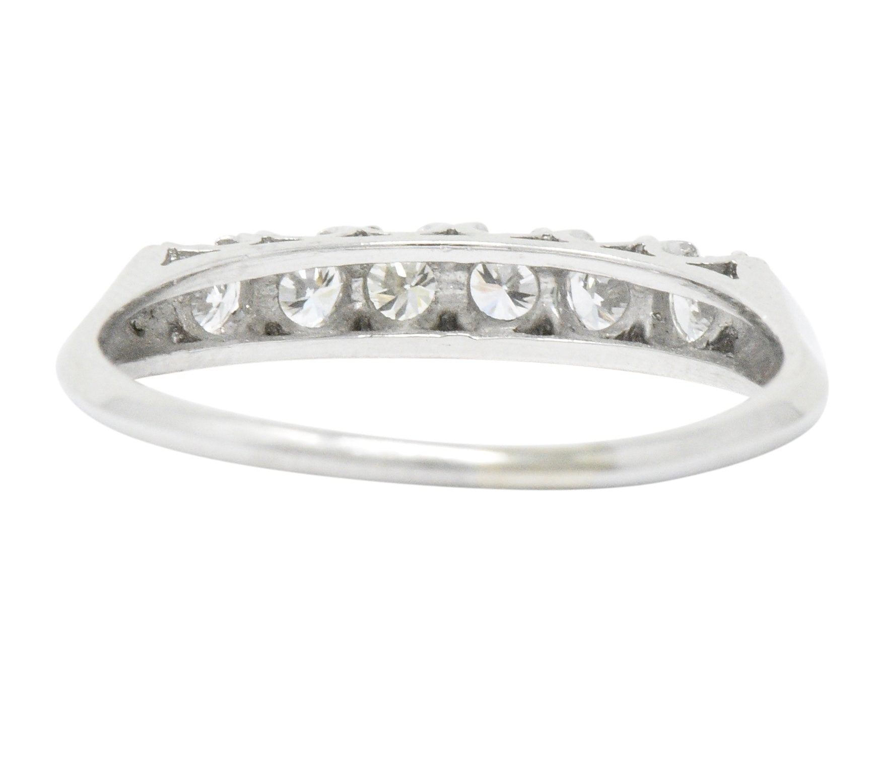 Retro 0.50 CTW Diamond Platinum Anniversary Stackable Ring Wilson's Estate Jewelry