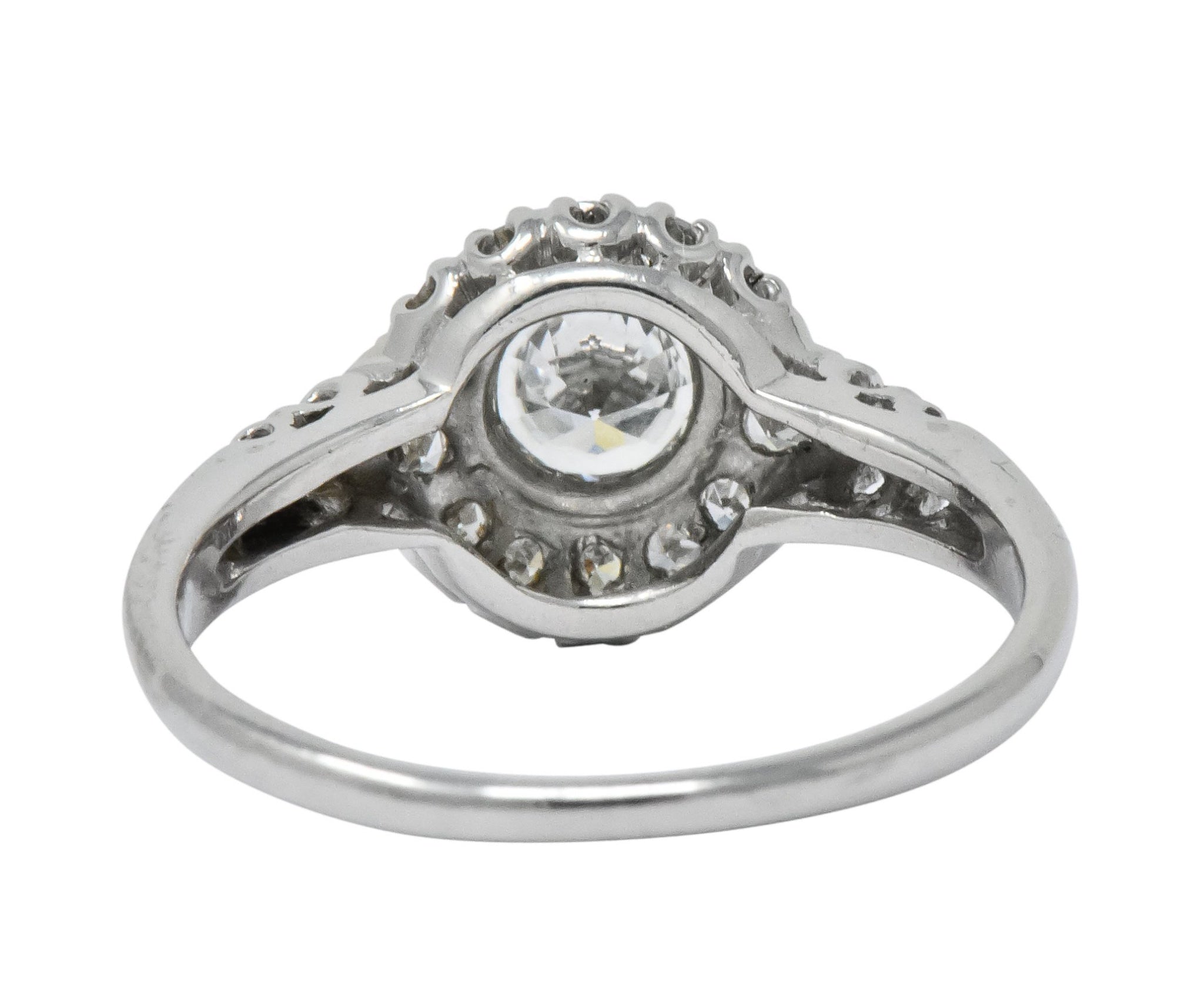 Retro 0.80 CTW Diamond Platinum Cluster Engagement Ring - Wilson's Estate Jewelry