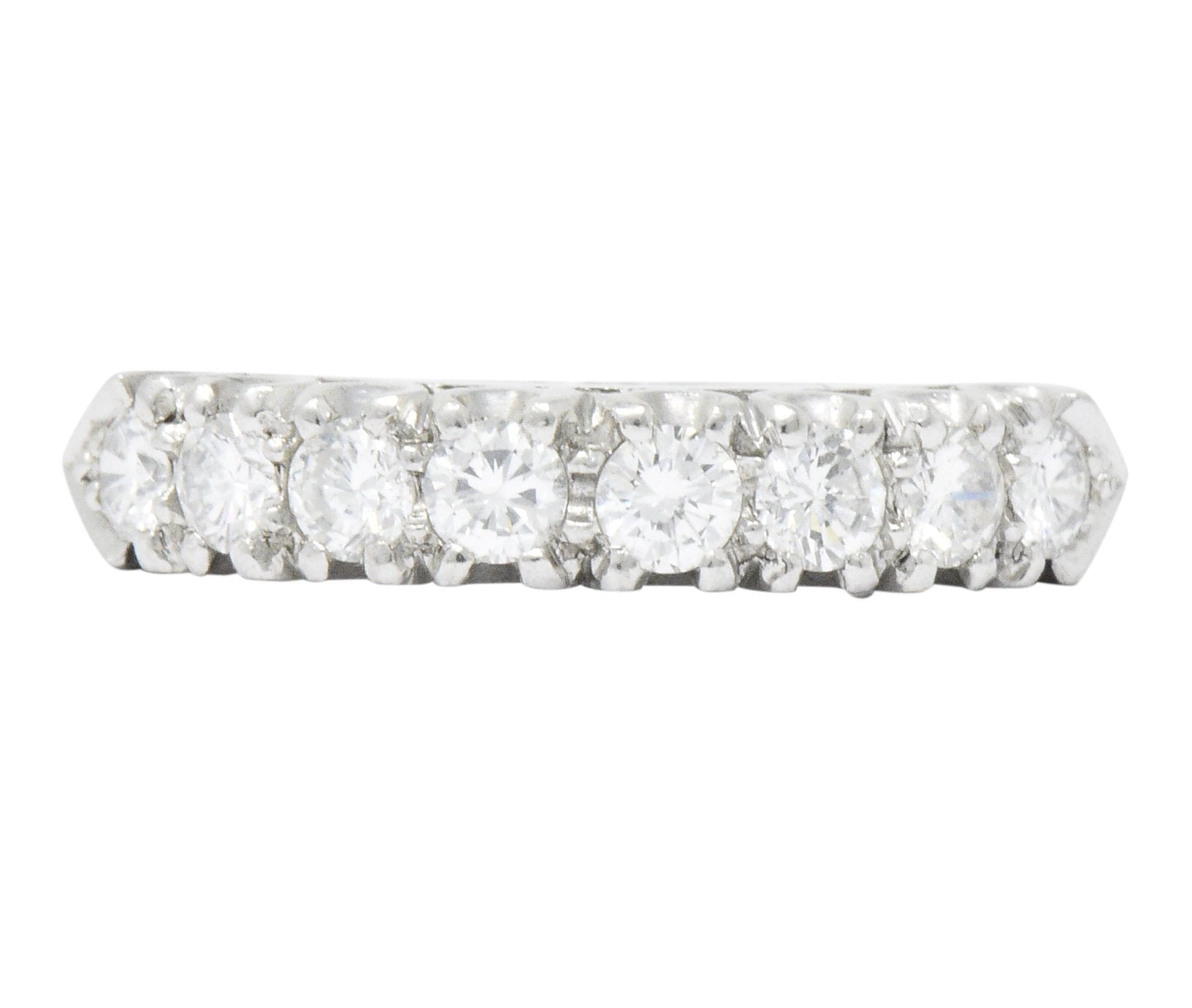 Retro 0.85 CTW Diamond Platinum Anniversary Stackable Band Ring Wilson's Estate Jewelry