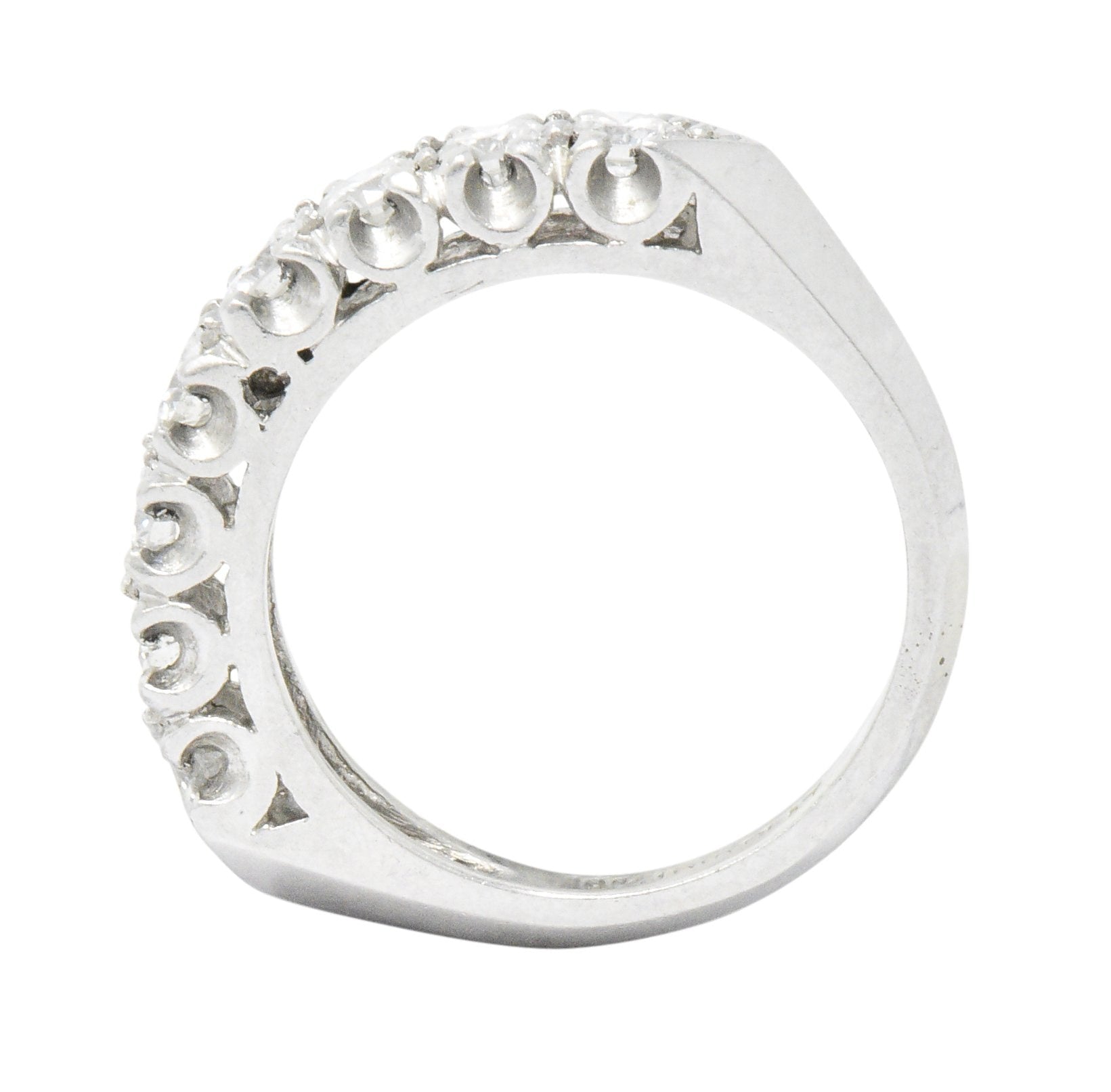 Retro 0.85 CTW Diamond Platinum Anniversary Stackable Band Ring Wilson's Estate Jewelry