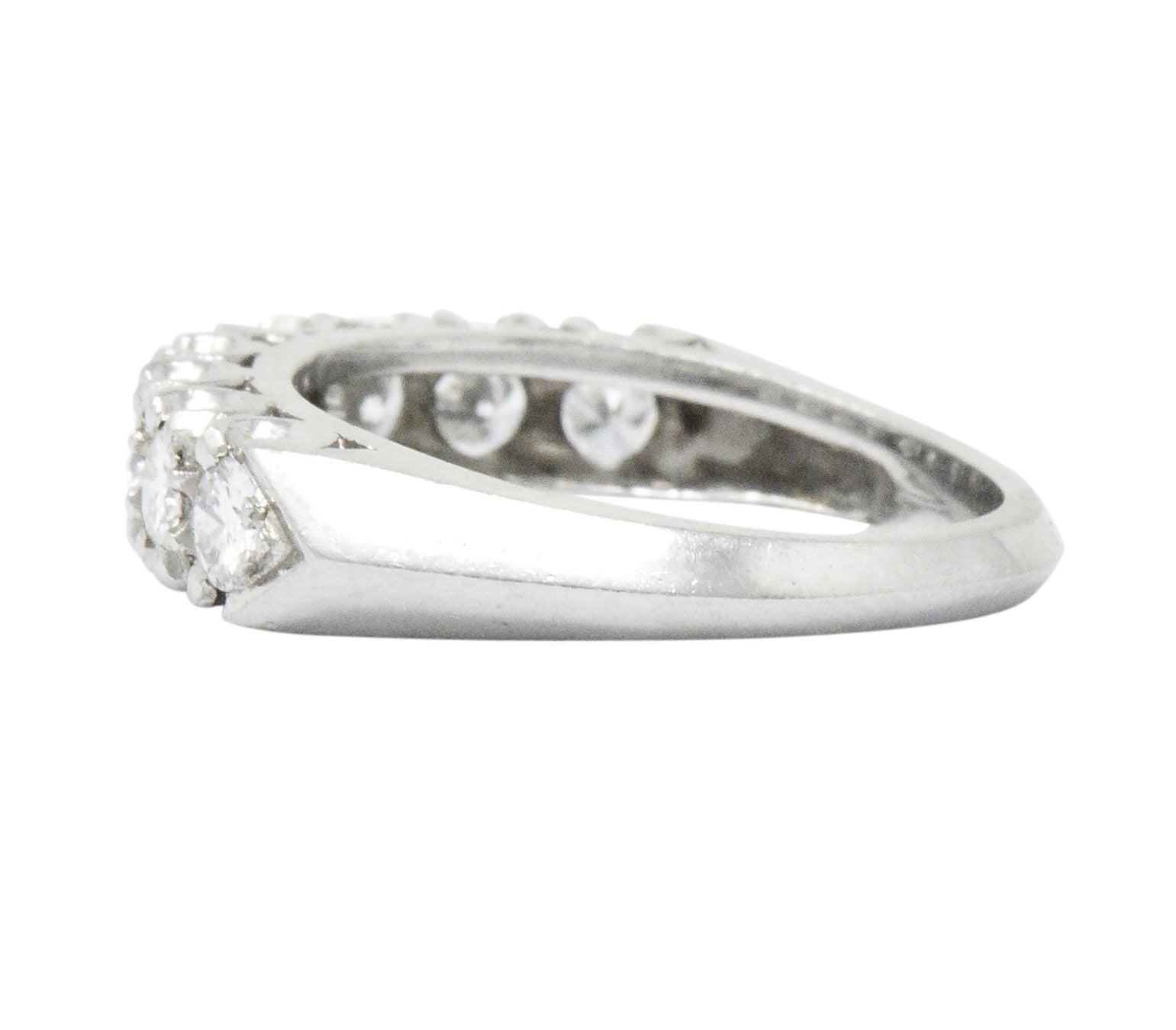 Retro 0.85 CTW Diamond Platinum Anniversary Stackable Band Ring Wilson's Estate Jewelry