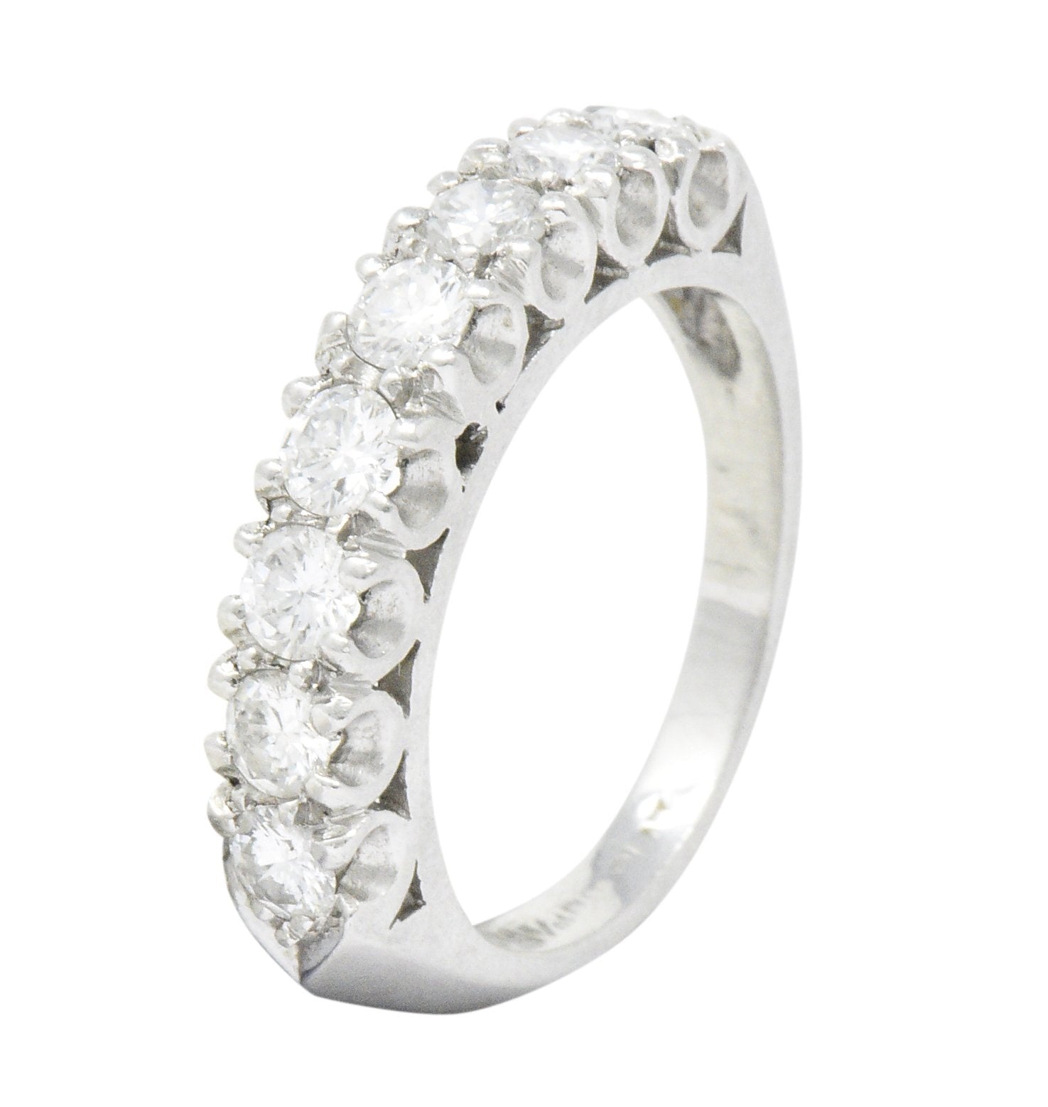 Retro 0.85 CTW Diamond Platinum Anniversary Stackable Band Ring Wilson's Estate Jewelry
