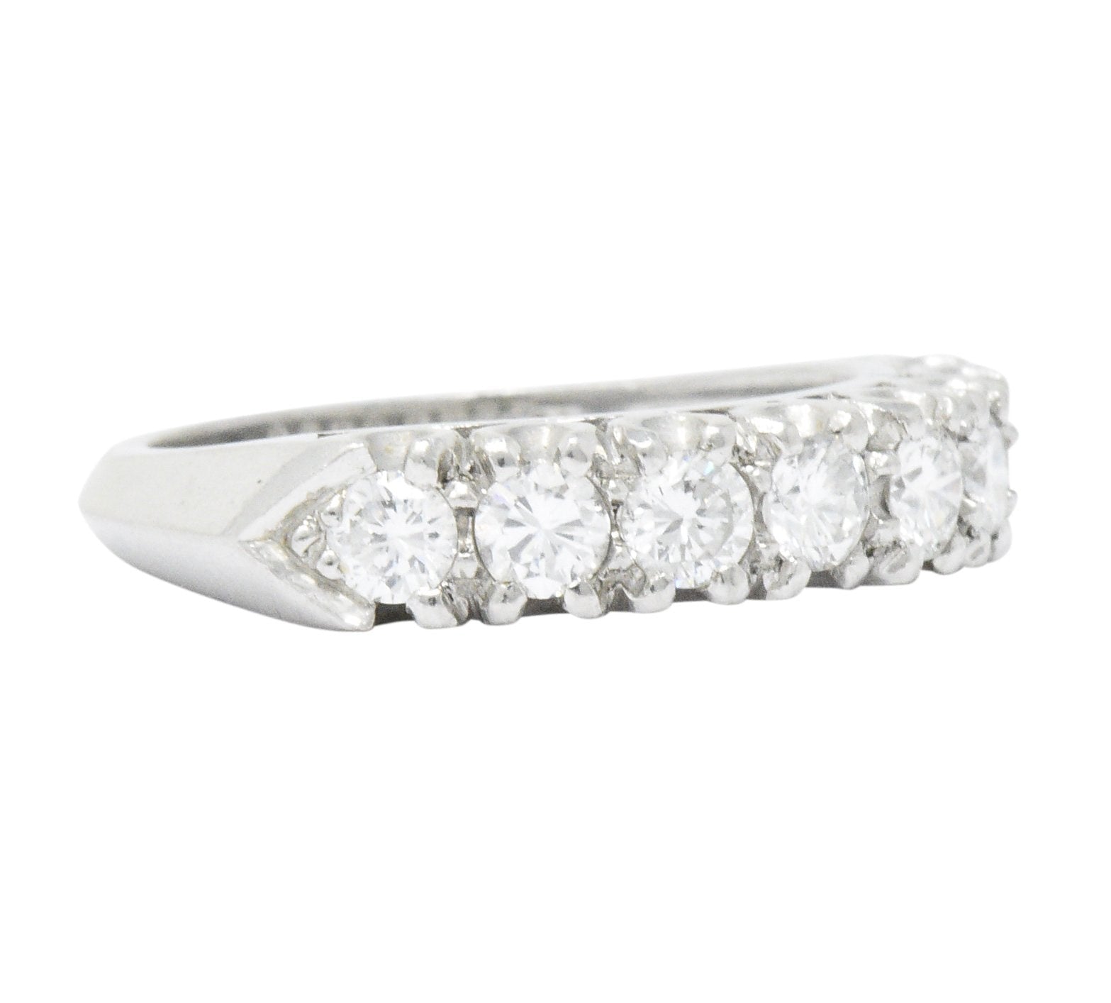 Retro 0.85 CTW Diamond Platinum Anniversary Stackable Band Ring Wilson's Estate Jewelry