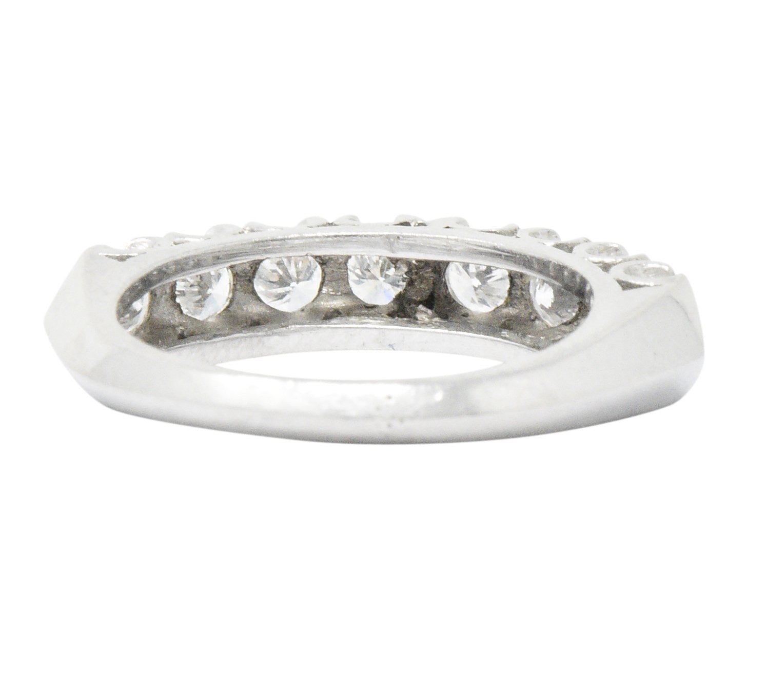 Retro 0.85 CTW Diamond Platinum Anniversary Stackable Band Ring Wilson's Estate Jewelry