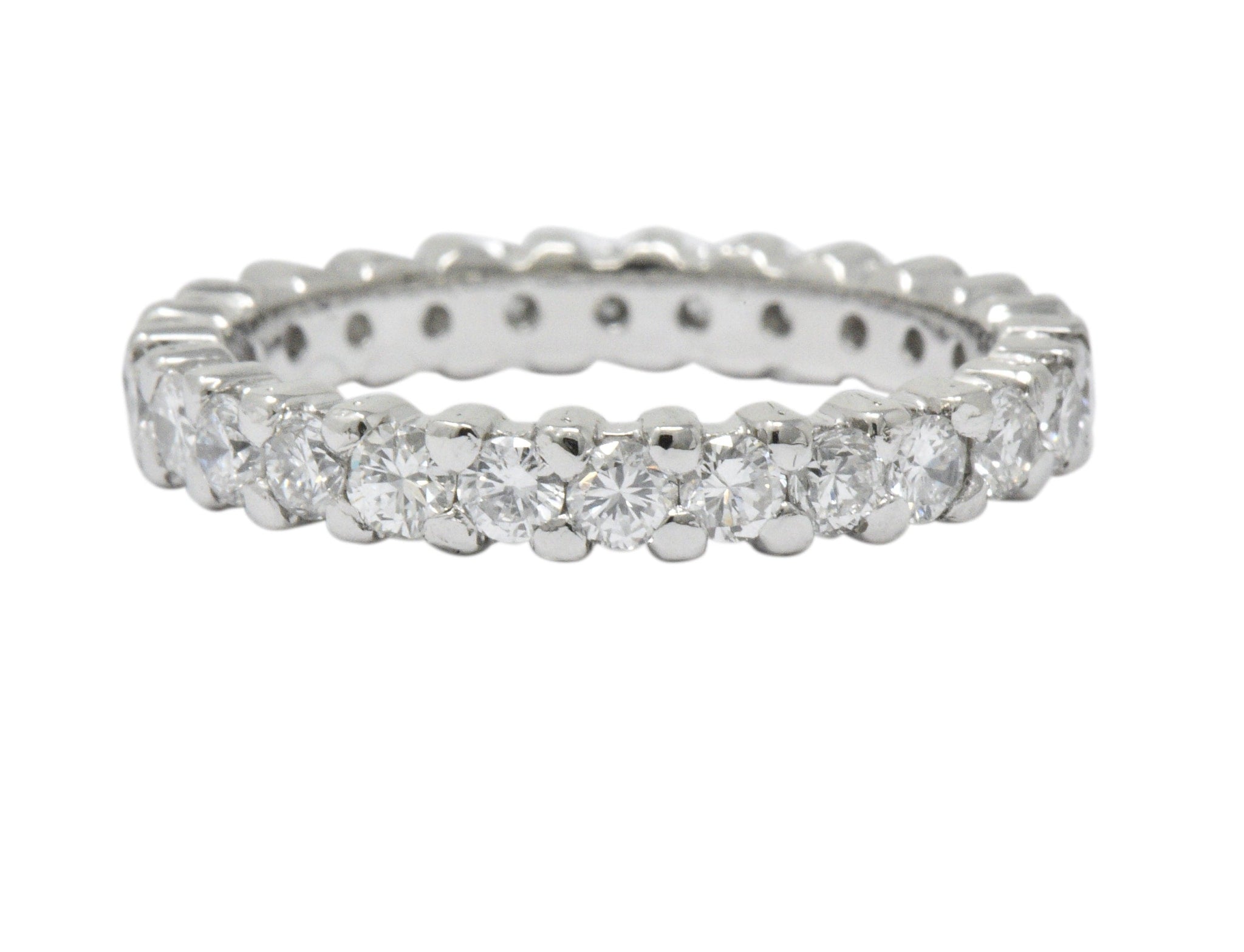 Retro 1.30 CTW Diamond Platinum Eternity Band or Stackable Ring Wilson's Estate Jewelry