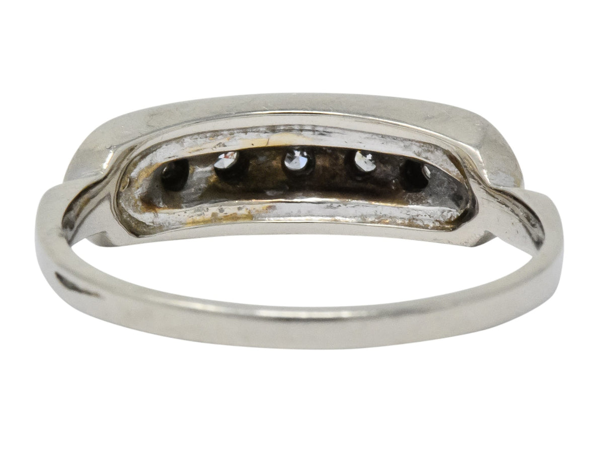Retro 1950's Diamond White Gold Anniversary Band Stackable Ring - Wilson's Estate Jewelry