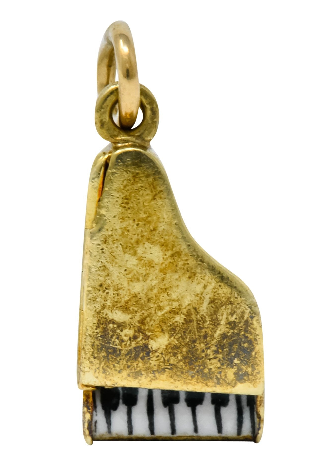 Retro Enamel 14 Karat Gold Articulated Hidden Heart Piano Charm - Wilson's Estate Jewelry