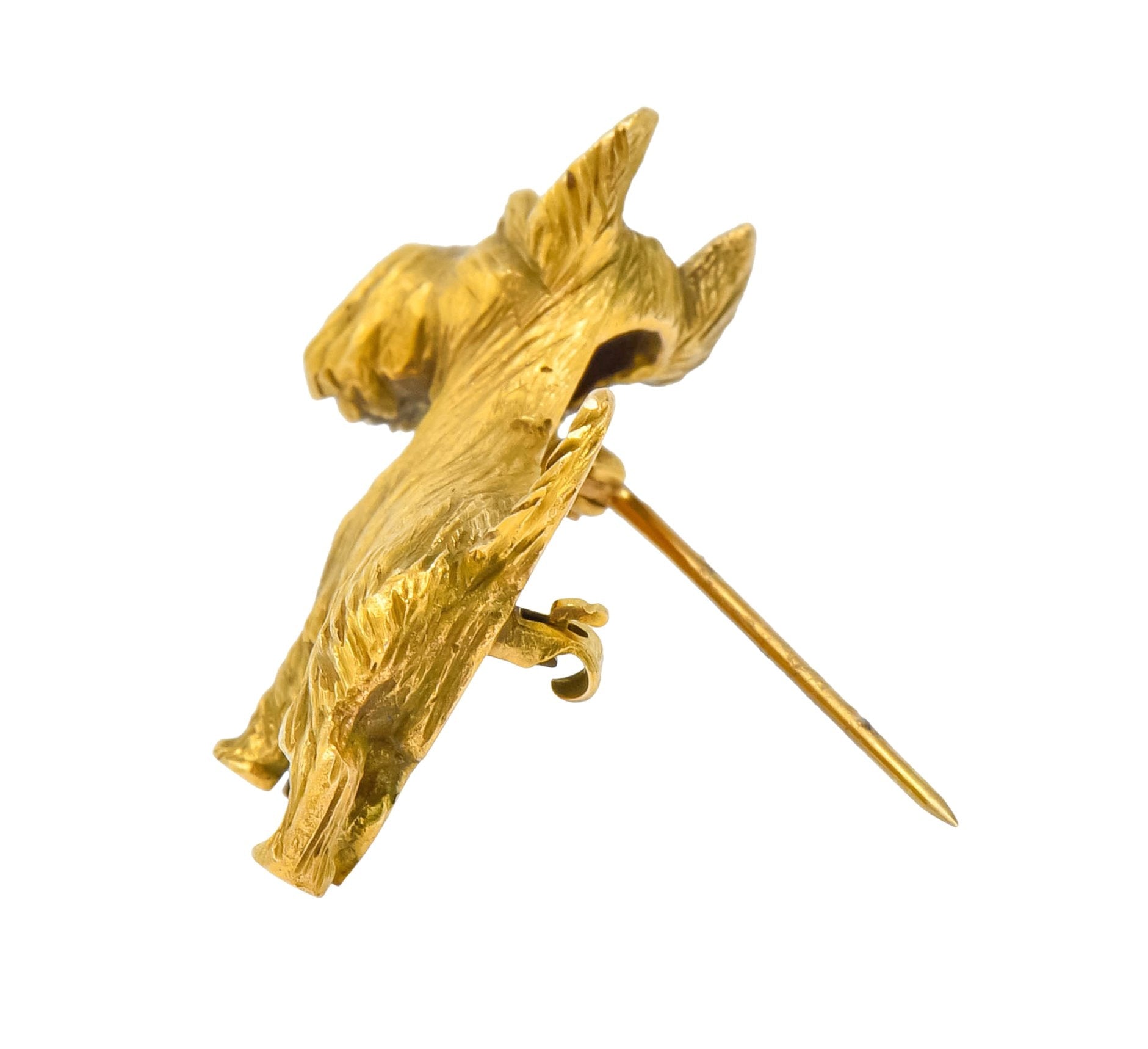 Retro Scottish Terrier 14 Karat Yellow Gold Ruby Brooch Circa 1940 - Wilson's Estate Jewelry