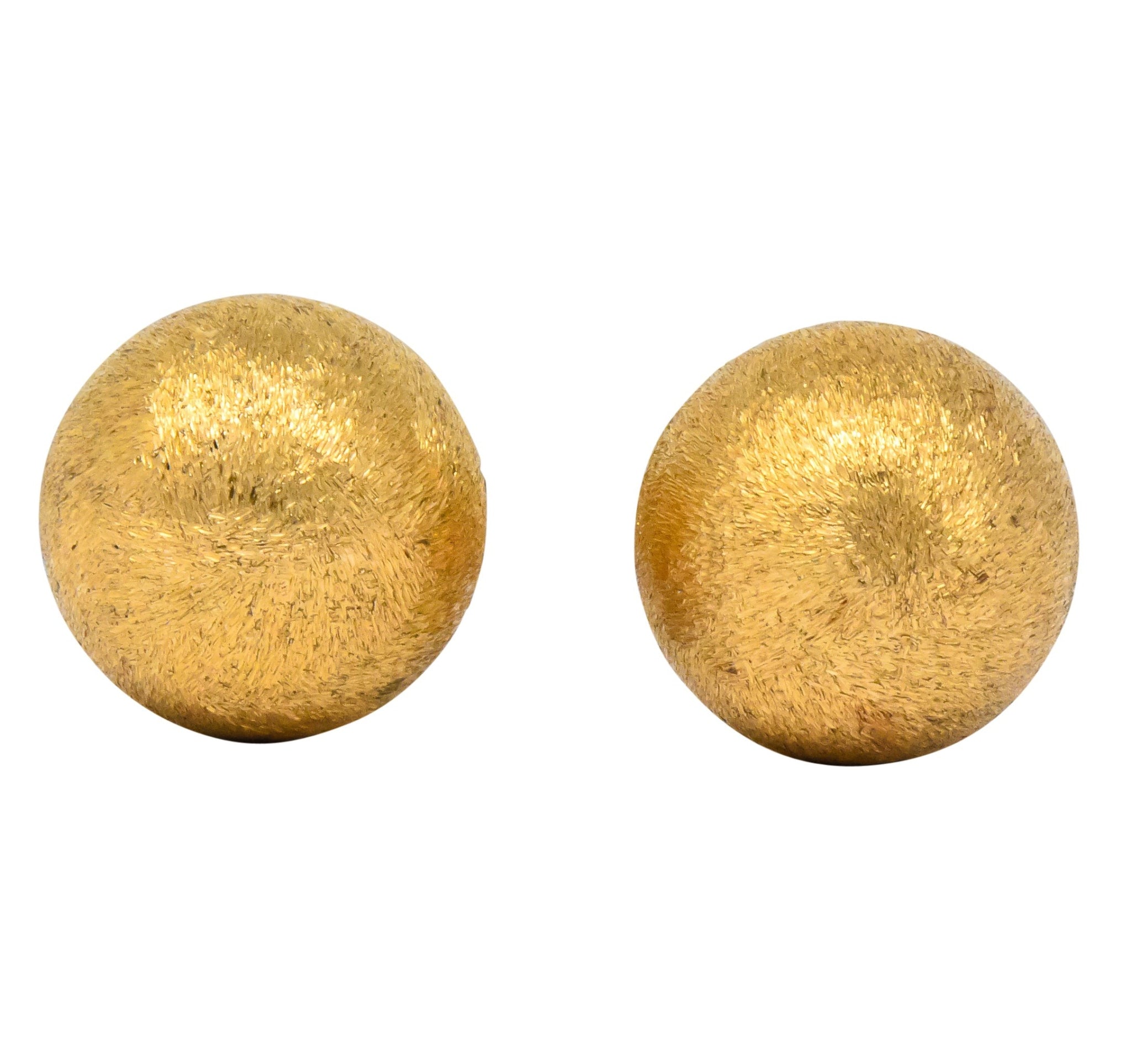 Retro Tiffany & Co. 14 Karat Gold Brushed Ball Men's Cufflinks - Wilson's Estate Jewelry