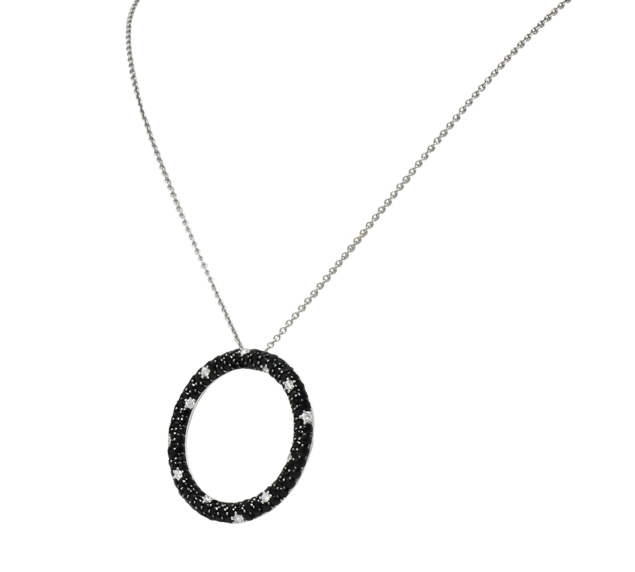 Roberto Coin 4.85 CTW Black Sapphire Diamond 18 Karat White Gold Fantasia Drop Necklace - Wilson's Estate Jewelry