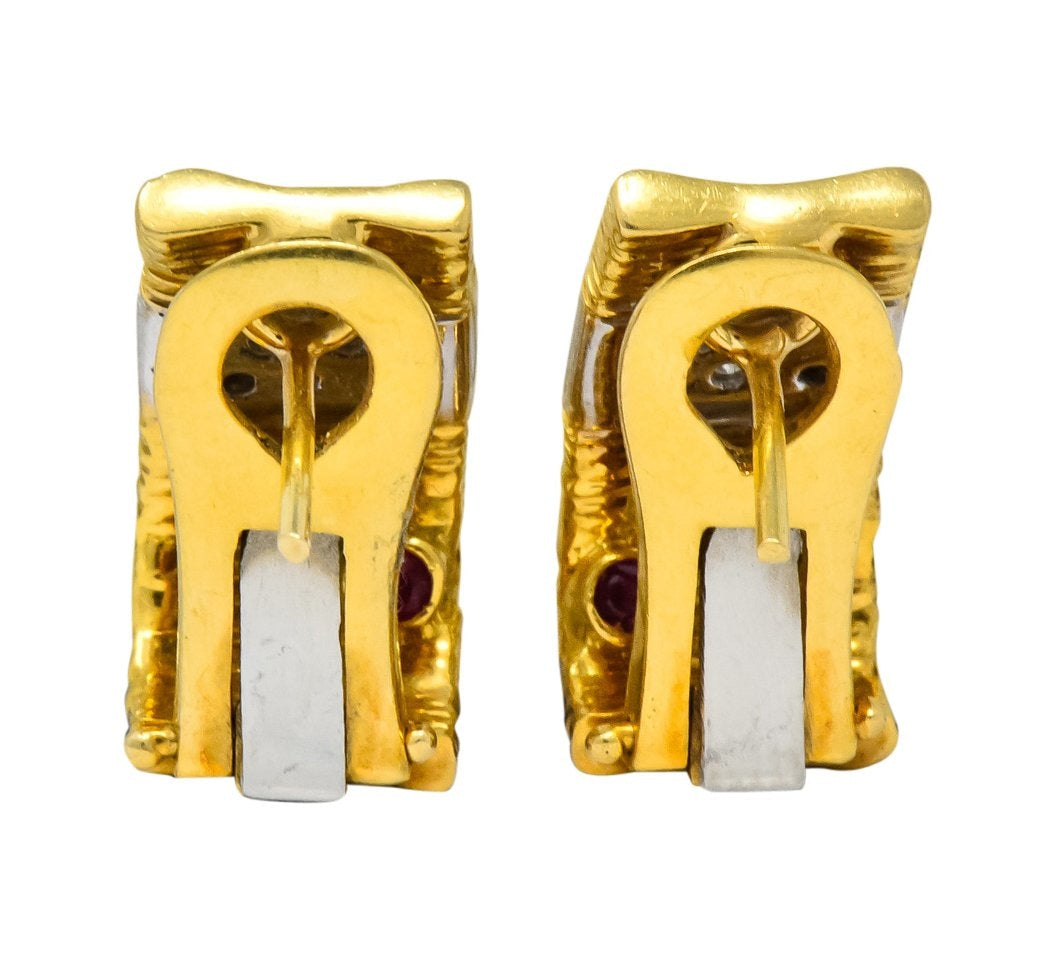 Roberto Coin Diamond 18 Karat Two-Tone Gold Italian Elephantina Earrings - Wilson's Estate Jewelry