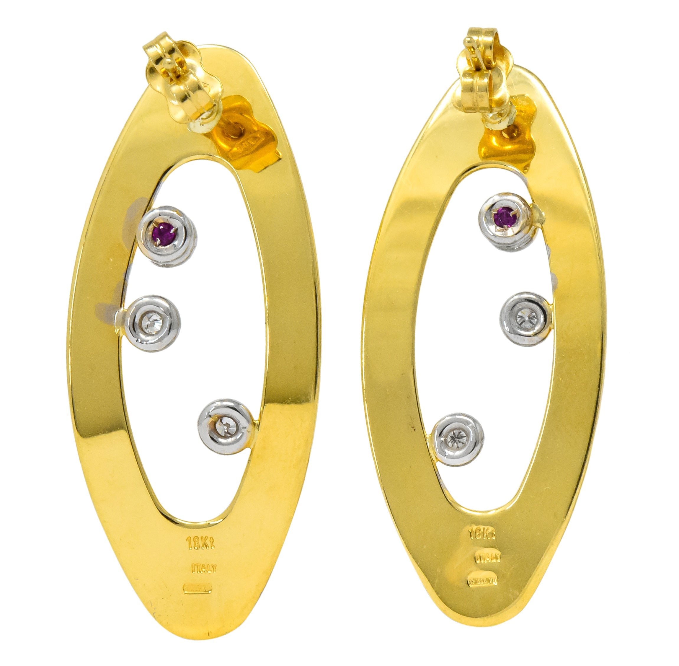 Roberto Coin Diamond Ruby 18 Karat Gold Chic & Shine Earrings Wilson's Estate Jewelry