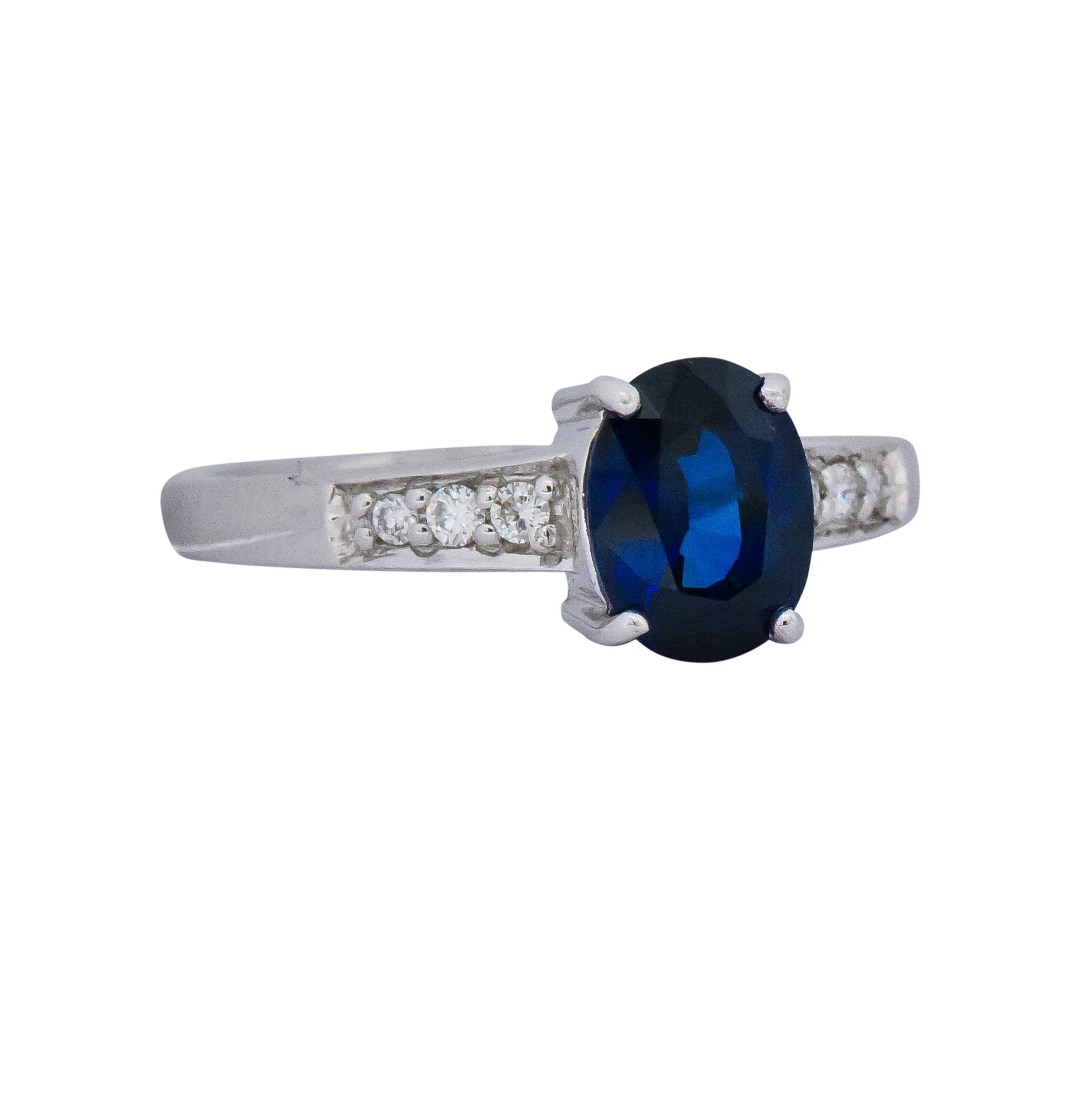 Splendid Contemporary 1.60 CTW Sapphire Diamond 18 Karat White Gold Ring Wilson's Estate Jewelry