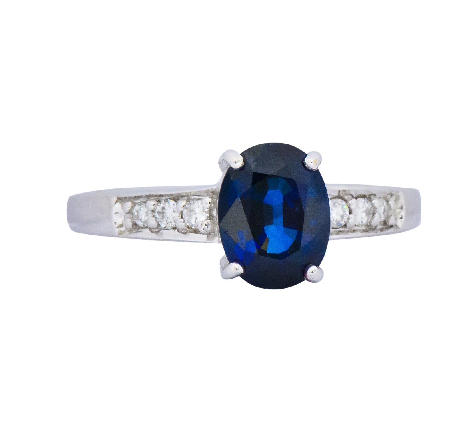 Splendid Contemporary 1.60 CTW Sapphire Diamond 18 Karat White Gold Ring Wilson's Estate Jewelry