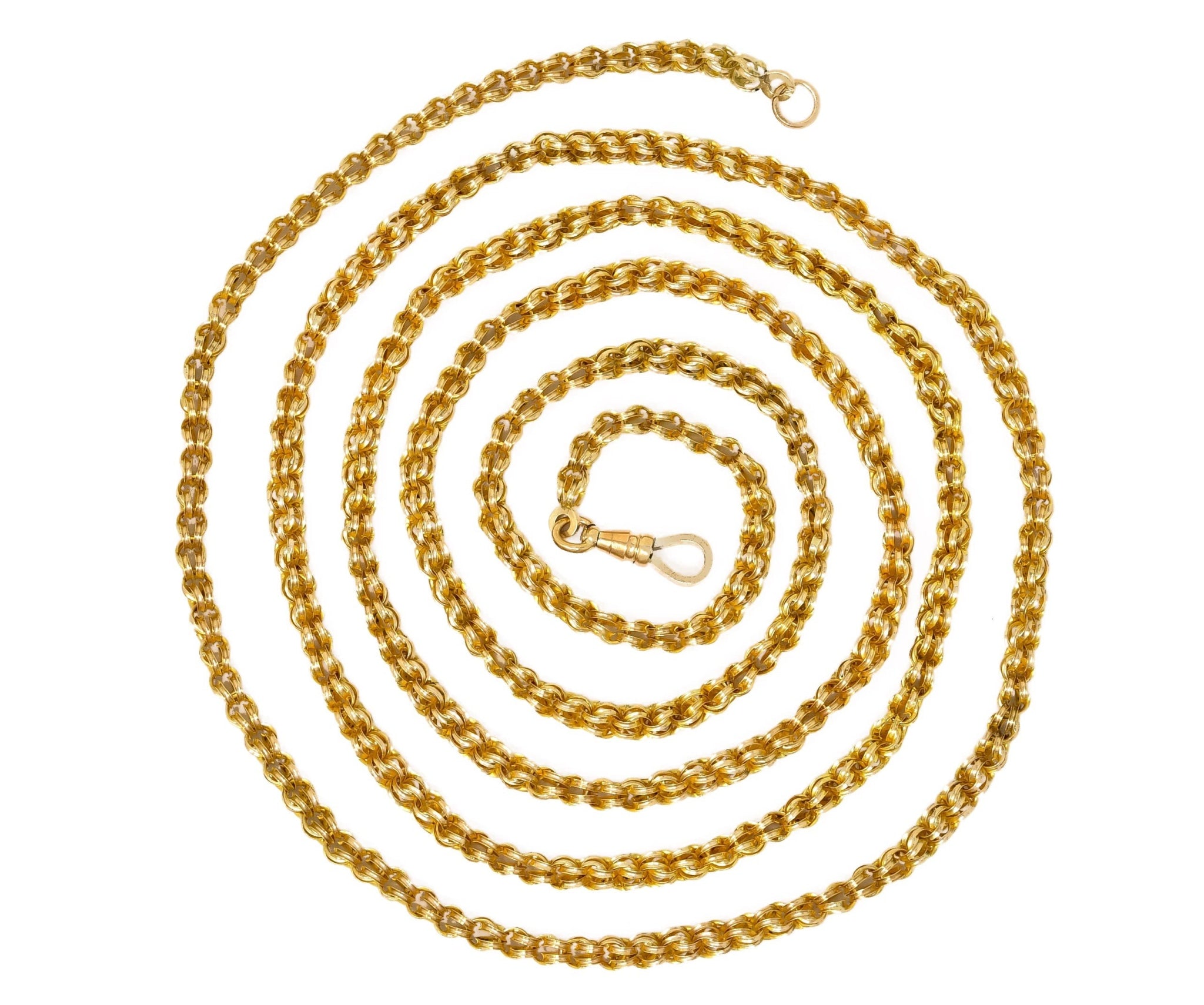 Substantial Victorian 14 Karat Gold 62 Inch Long Chain Necklace Circa 1880 - Wilson's Estate Jewelry