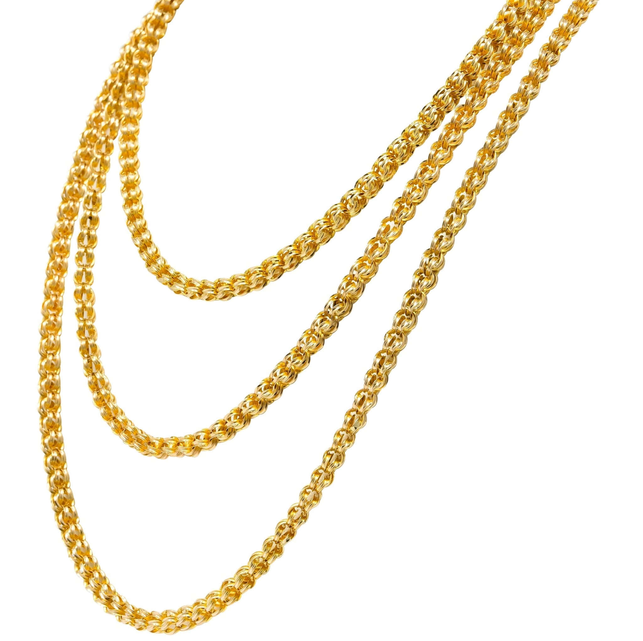 Substantial Victorian 14 Karat Gold 62 Inch Long Chain Necklace Circa 1880 - Wilson's Estate Jewelry