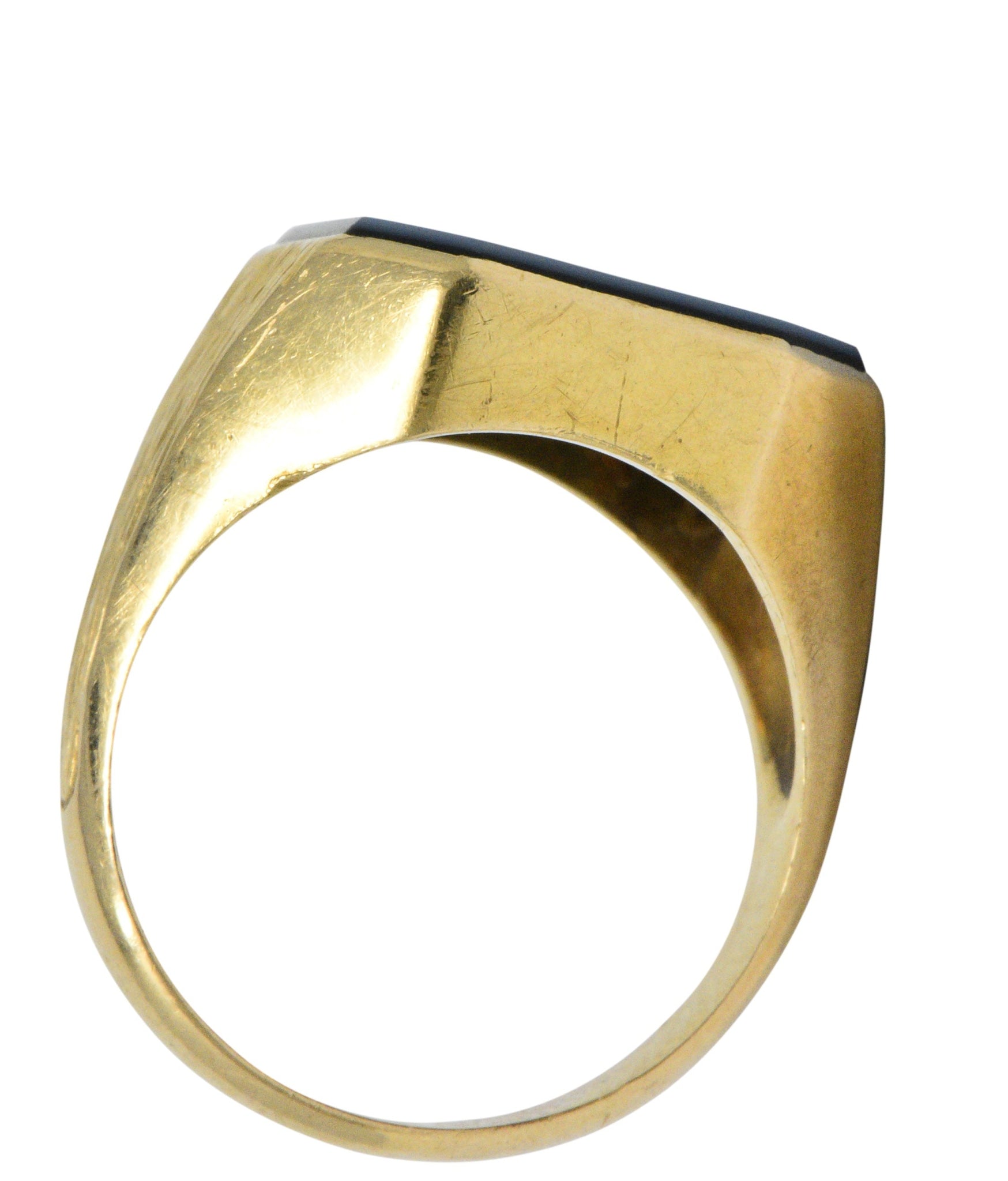 Superb Victorian Hardstone Intaglio 18 Karat Gold Men's Signet Ring Wilson's Estate Jewelry
