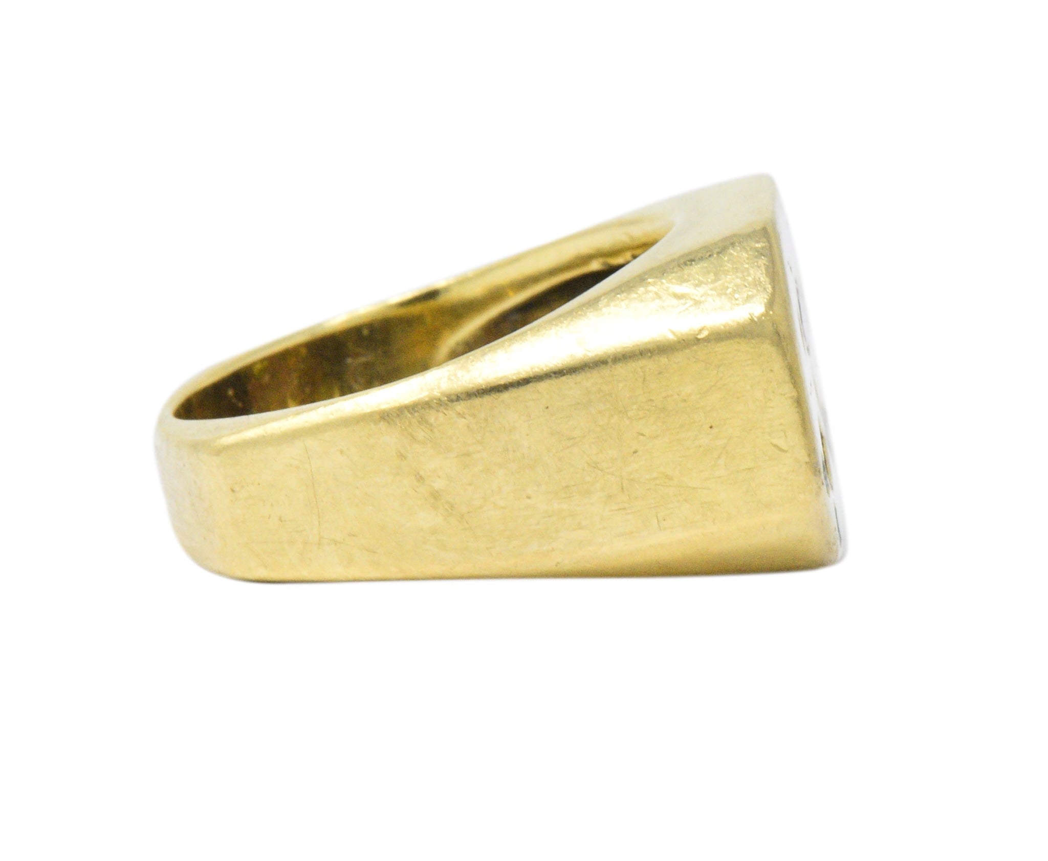 T-Z Modernist Fancy Colored Diamond 18 Karat Gold Unisex Ring Wilson's Estate Jewelry