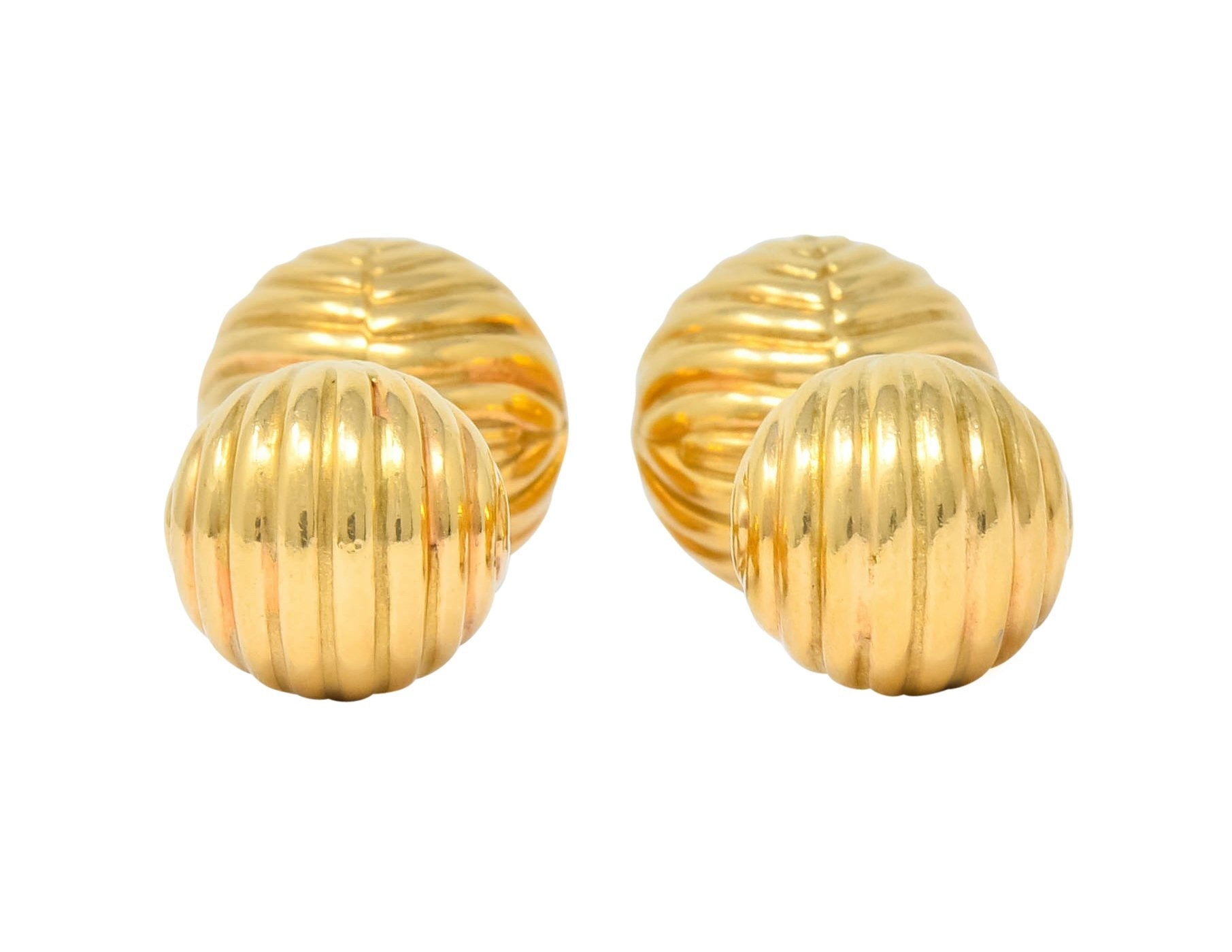 Tiffany & Co. 1960's Vintage 14 Karat Gold Ridged Ball Men's Cufflinks - Wilson's Estate Jewelry