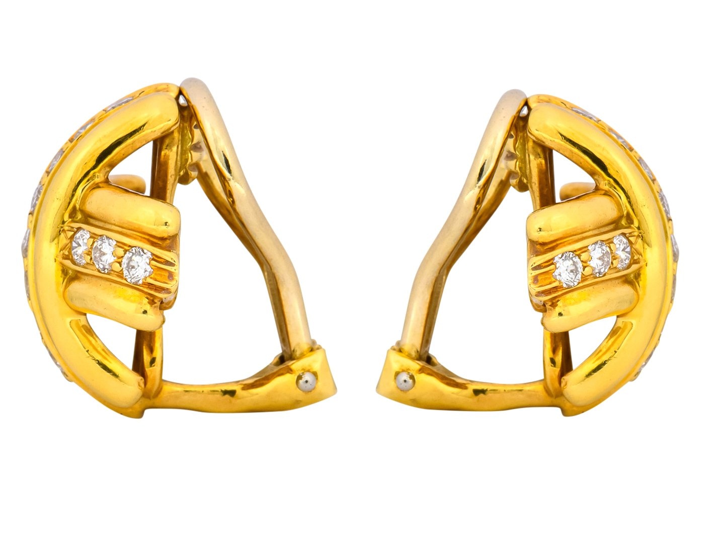 Tiffany & Co. 1992 Vintage Diamond 18 Karat Gold Signature X Ear-Clip Earrings - Wilson's Estate Jewelry