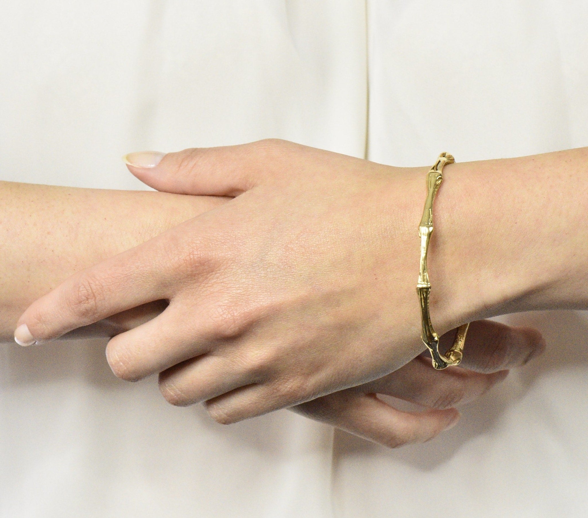 Tiffany & Co. 1996 18 Karat Yellow Gold Bamboo Bangle Bracelet - Wilson's Estate Jewelry