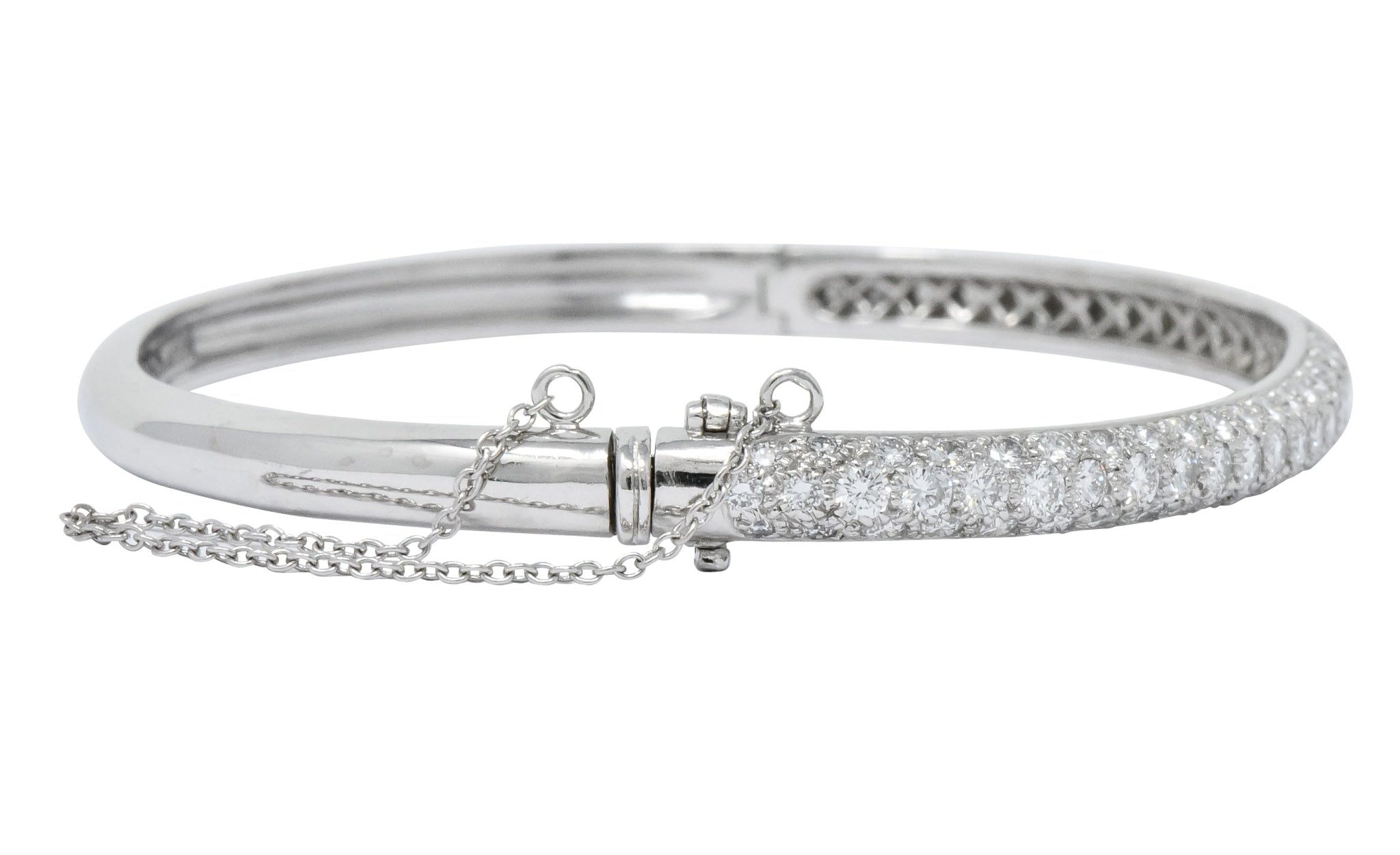 Tiffany & Co. 5.00 CTW Round Brilliant Diamond Platinum Bangle Bracelet - Wilson's Estate Jewelry
