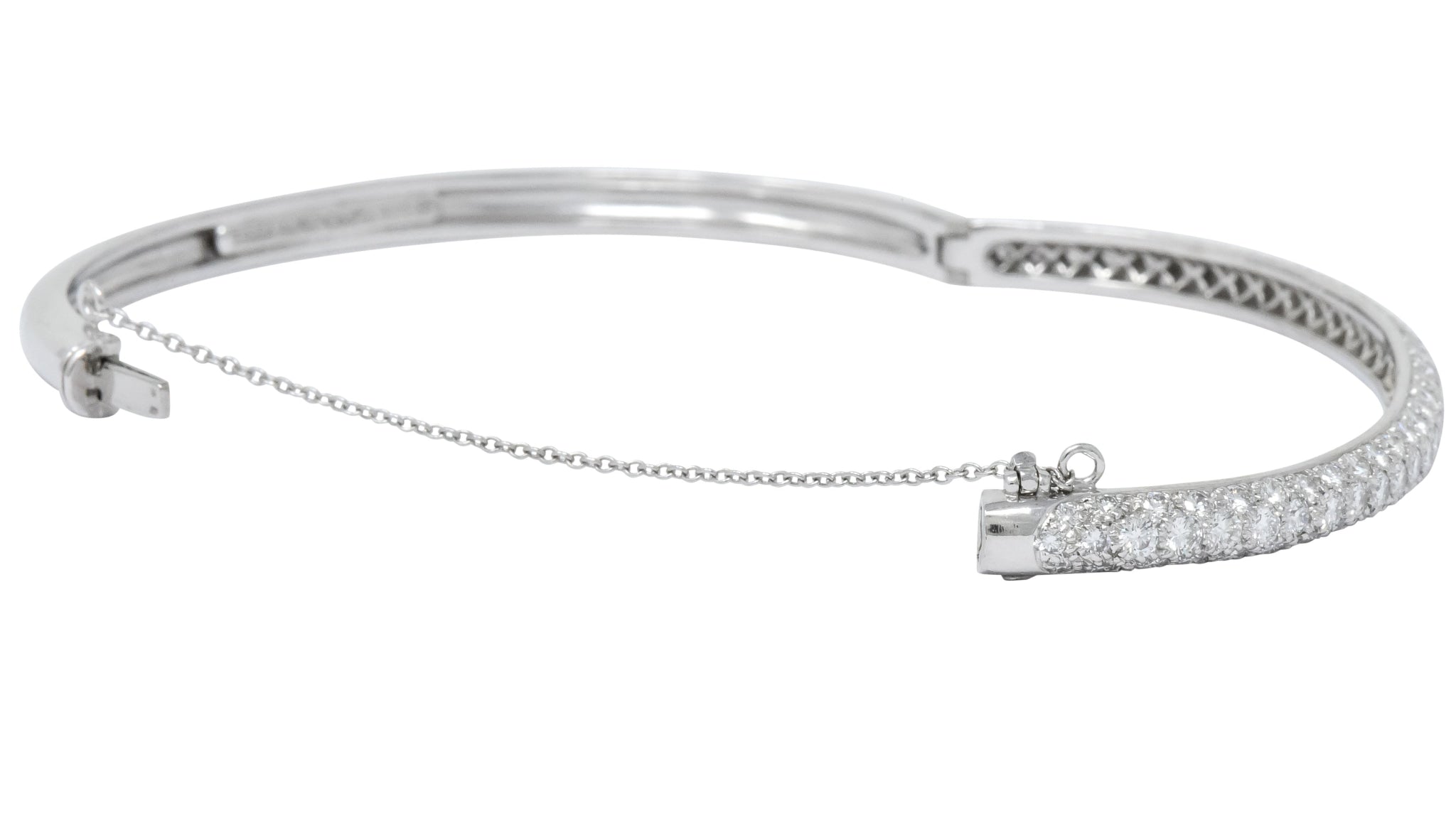 Tiffany & Co. 5.00 CTW Round Brilliant Diamond Platinum Bangle Bracelet - Wilson's Estate Jewelry