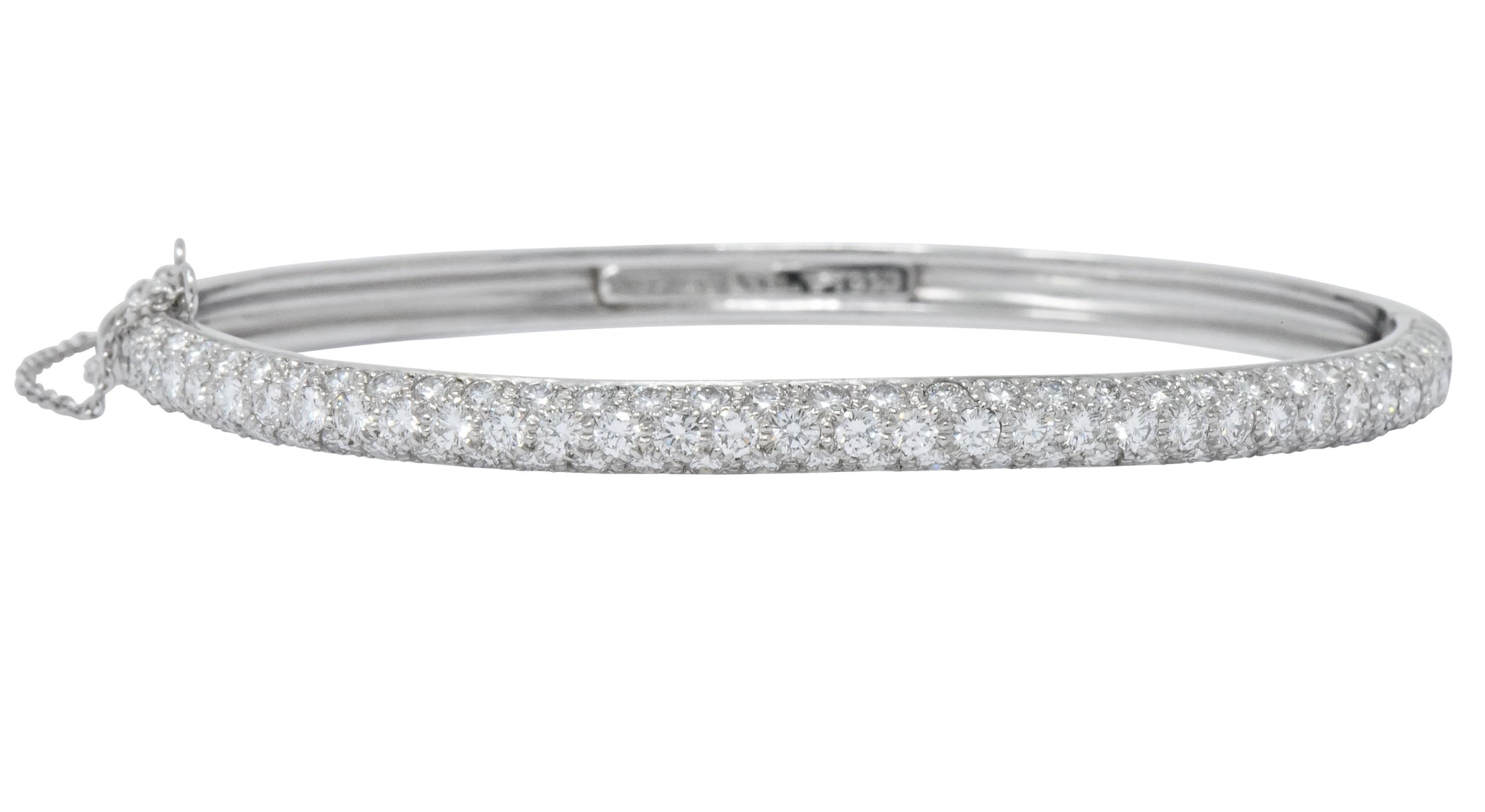 Tiffany & Co. 5.00 CTW Round Brilliant Diamond Platinum Bangle Bracelet - Wilson's Estate Jewelry
