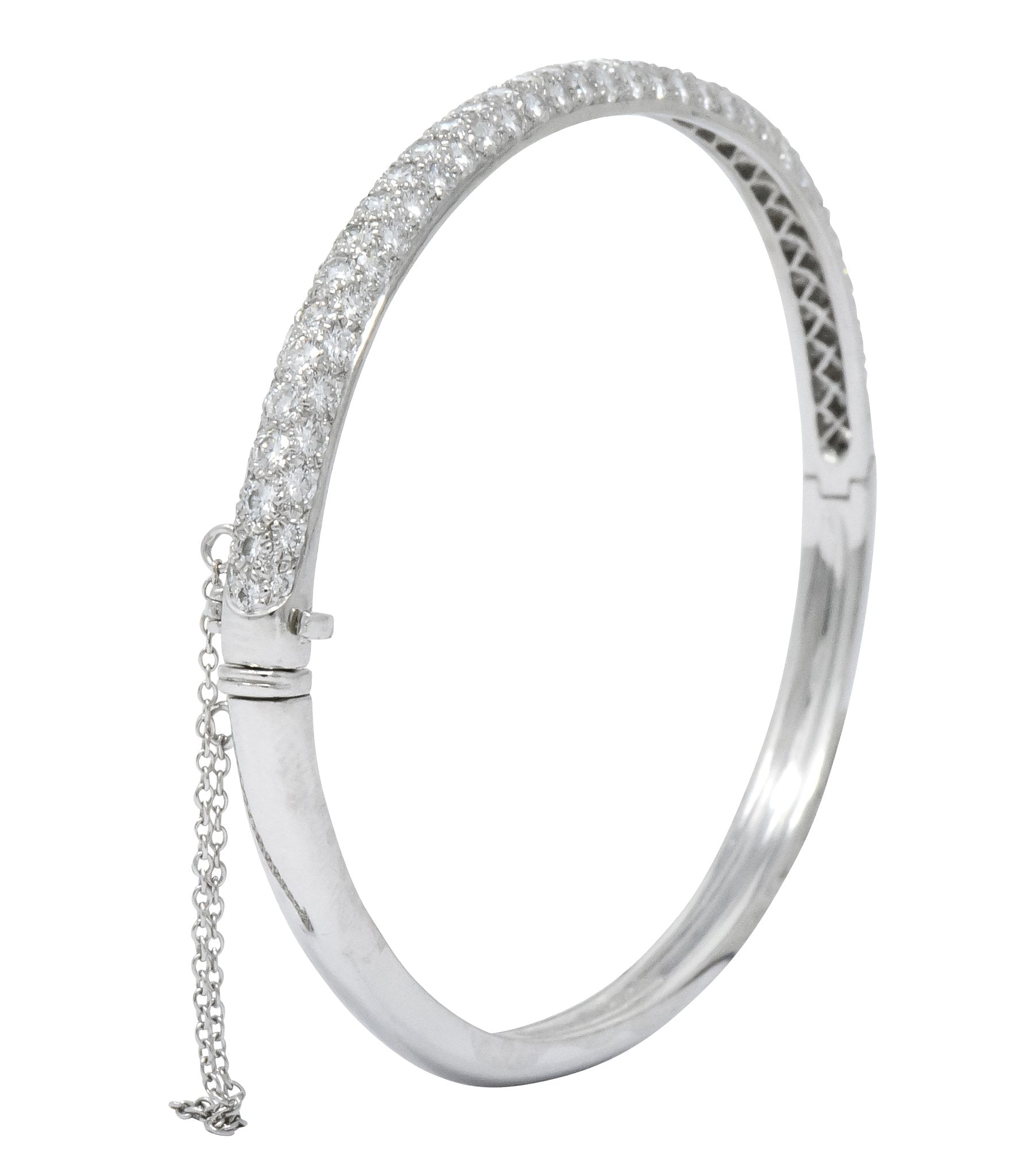 Tiffany & Co. 5.00 CTW Round Brilliant Diamond Platinum Bangle Bracelet - Wilson's Estate Jewelry