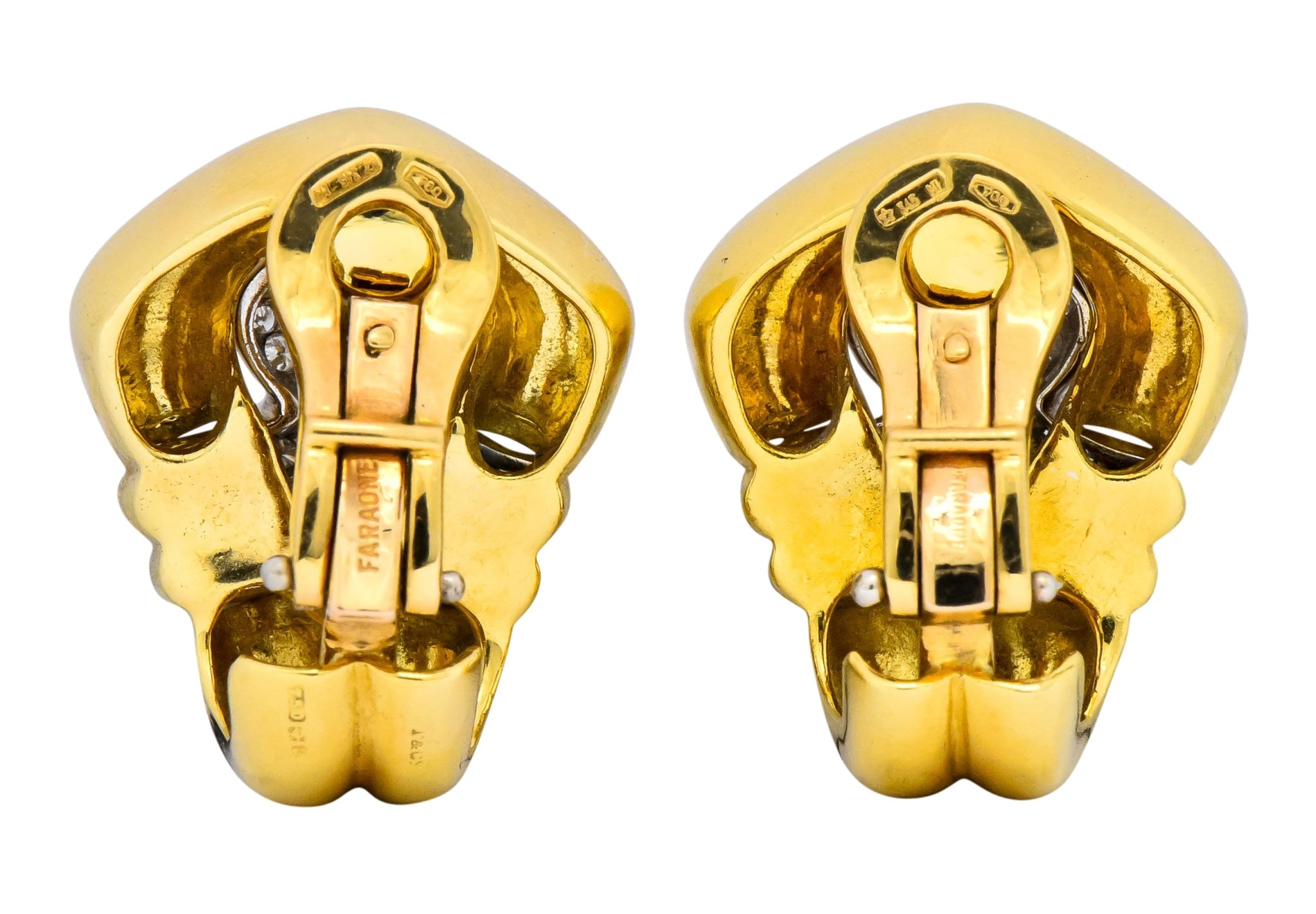 Tiffany & Co. Faraone 1.10 CTW Diamond 18 Karat Two-Tone Gold Ear-Clip Earrings - Wilson's Estate Jewelry