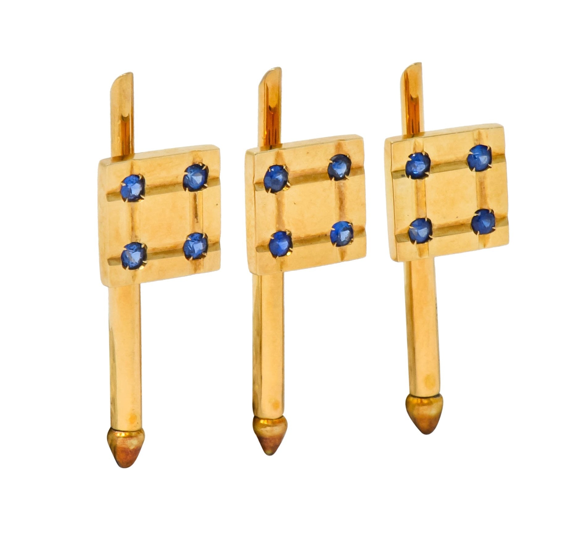 Tiffany & Co. Retro Sapphire 14 Karat Yellow Gold Men's Dress Set Circa 1940's - Wilson's Estate Jewelry