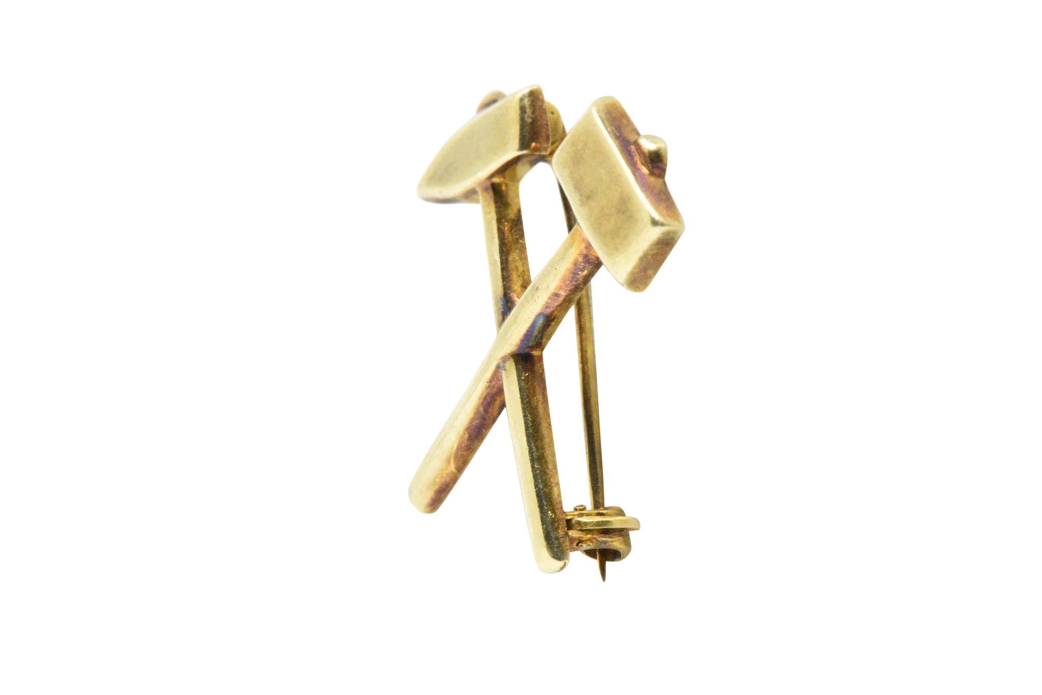 Tiffany & Co. Victorian 14 Karat Gold Hammer and Pick Brooch Pin Wilson's Estate Jewelry
