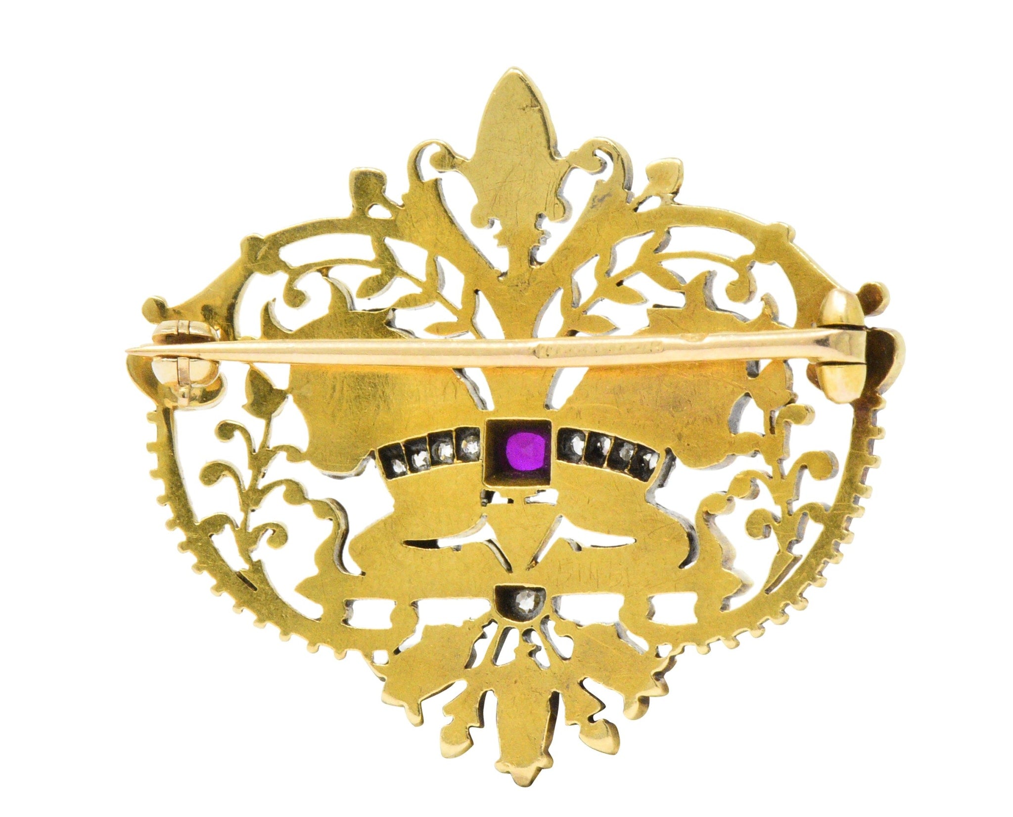 Tiffany & Co. Victorian Diamond Ruby Horse 18 Karat Yellow Gold Brooch Wilson's Estate Jewelry