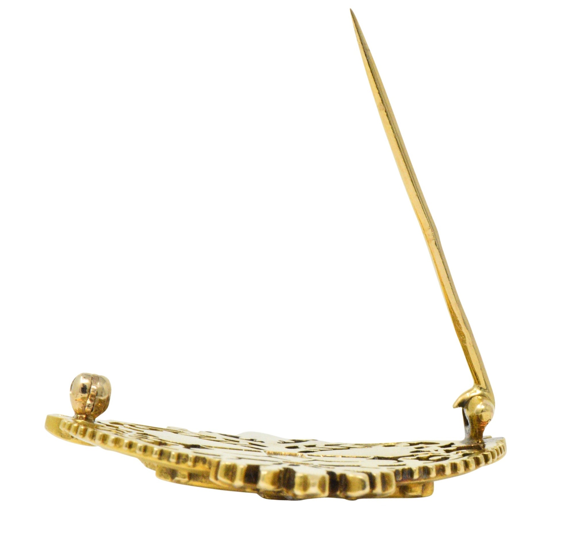 Tiffany & Co. Victorian Diamond Ruby Horse 18 Karat Yellow Gold Brooch Wilson's Estate Jewelry