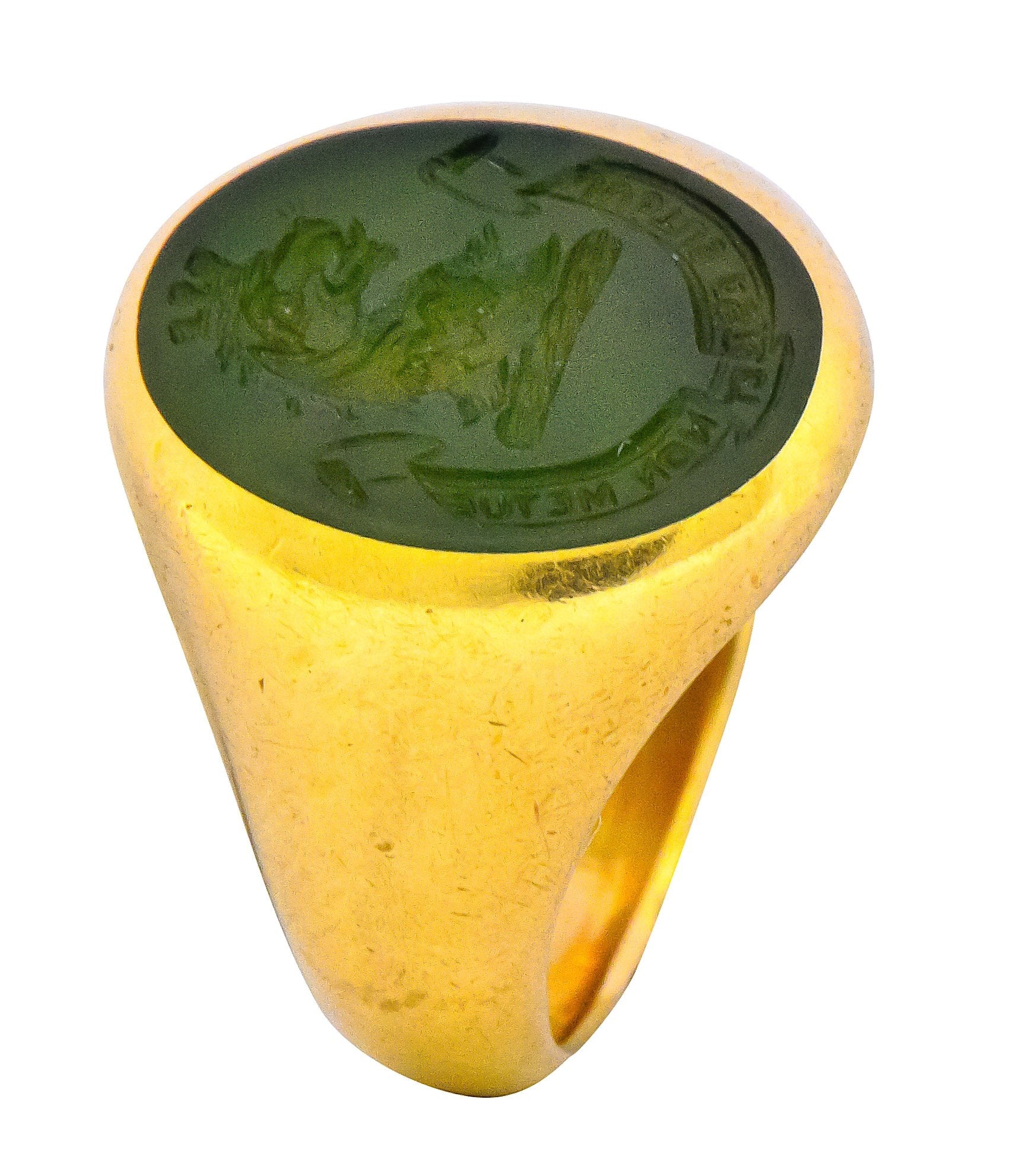 Tiffany & Co. Victorian Intaglio Jade 18 Karat Gold Lion Unisex Signet Ring - Wilson's Estate Jewelry