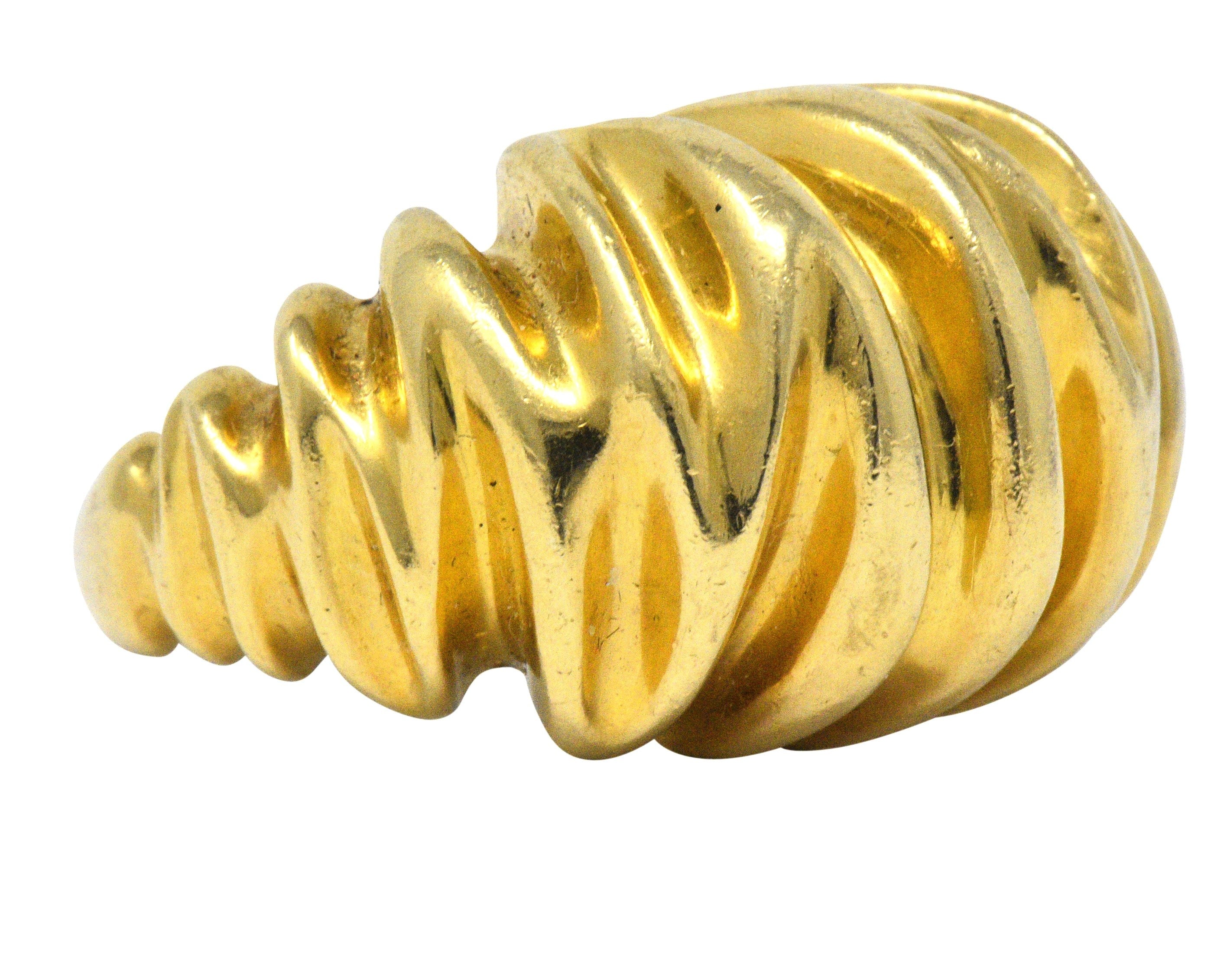 Tiffany & Co. Vintage 1970's 18 Karat Gold Bombè Fashion Ring Wilson's Estate Jewelry