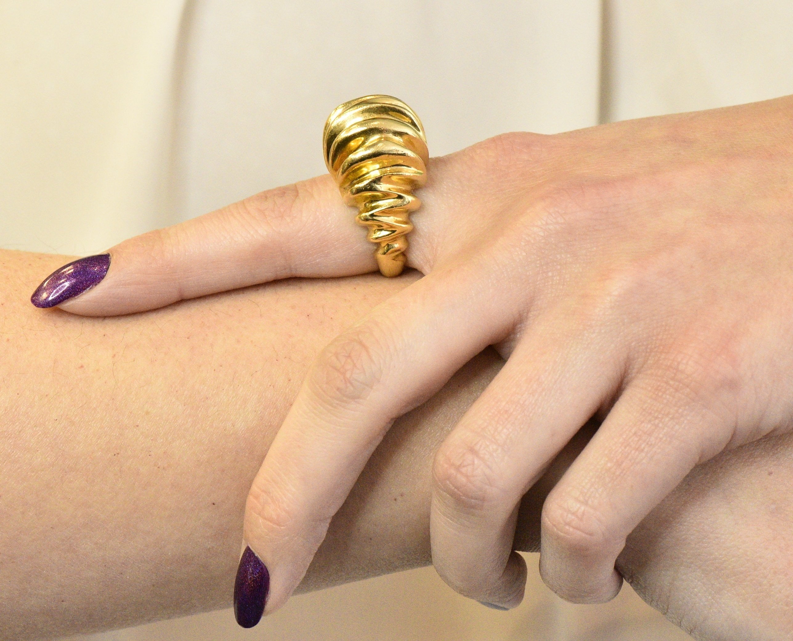 Tiffany & Co. Vintage 1970's 18 Karat Gold Bombè Fashion Ring Wilson's Estate Jewelry