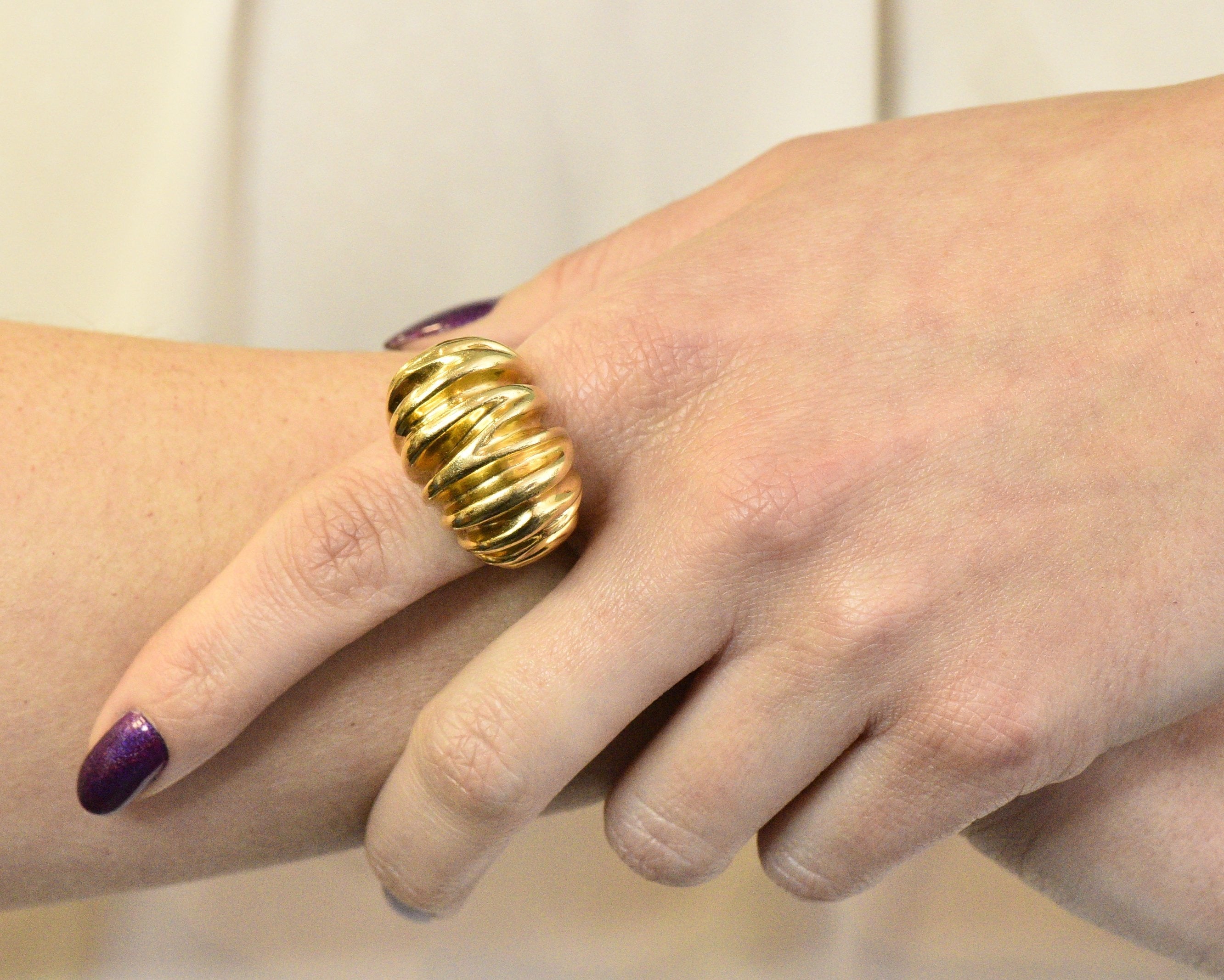 Tiffany & Co. Vintage 1970's 18 Karat Gold Bombè Fashion Ring Wilson's Estate Jewelry