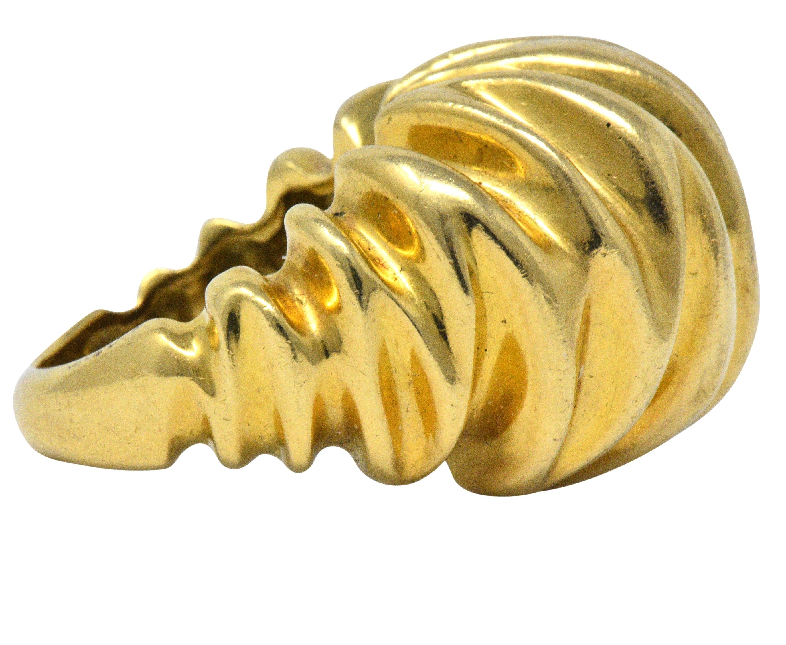Tiffany & Co. Vintage 1970's 18 Karat Gold Bombè Fashion Ring Wilson's Estate Jewelry