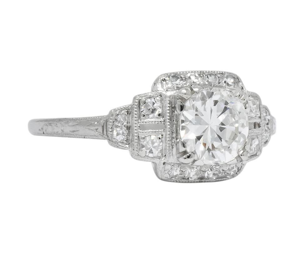 Traub Art Deco 0.85 CTW Diamond Platinum Engagement Ring - Wilson's Estate Jewelry