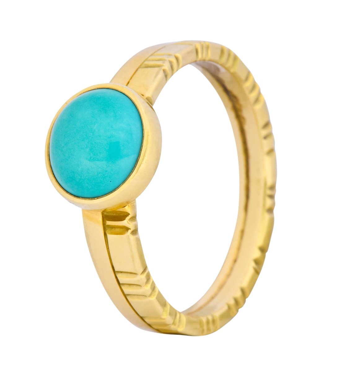 Turquoise 18 Karat Gold Stacking Ring - Wilson's Estate Jewelry