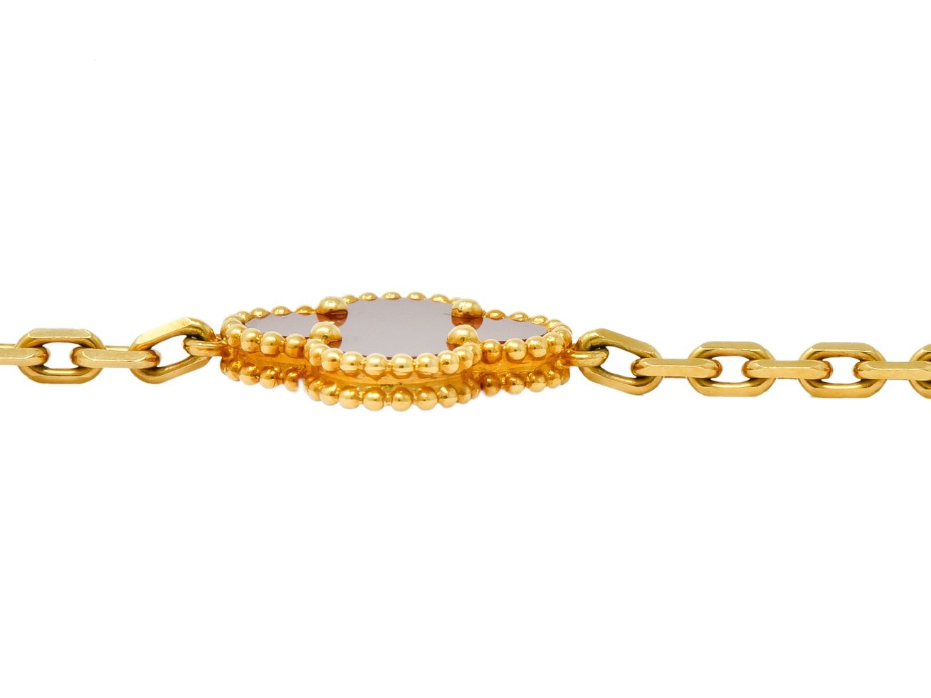 Van Cleef & Arpels Carnelian 18 Karat Yellow Gold Vintage Alhambra Necklace - Wilson's Estate Jewelry