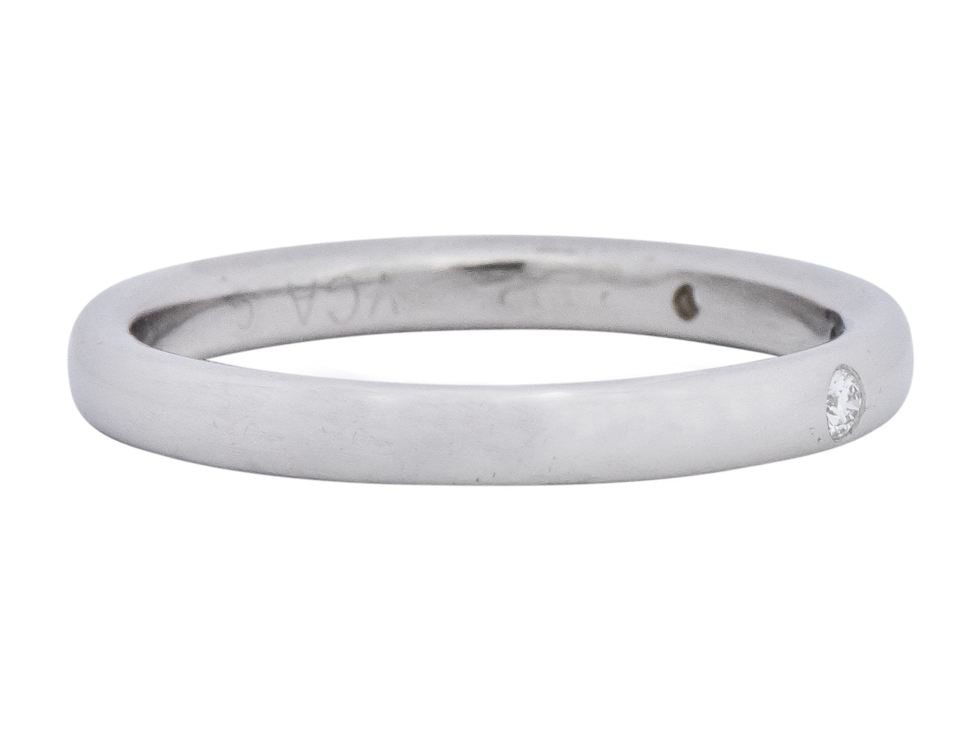 Van Cleef & Arpels Diamond Platinum Three Stone Band Ring - Wilson's Estate Jewelry