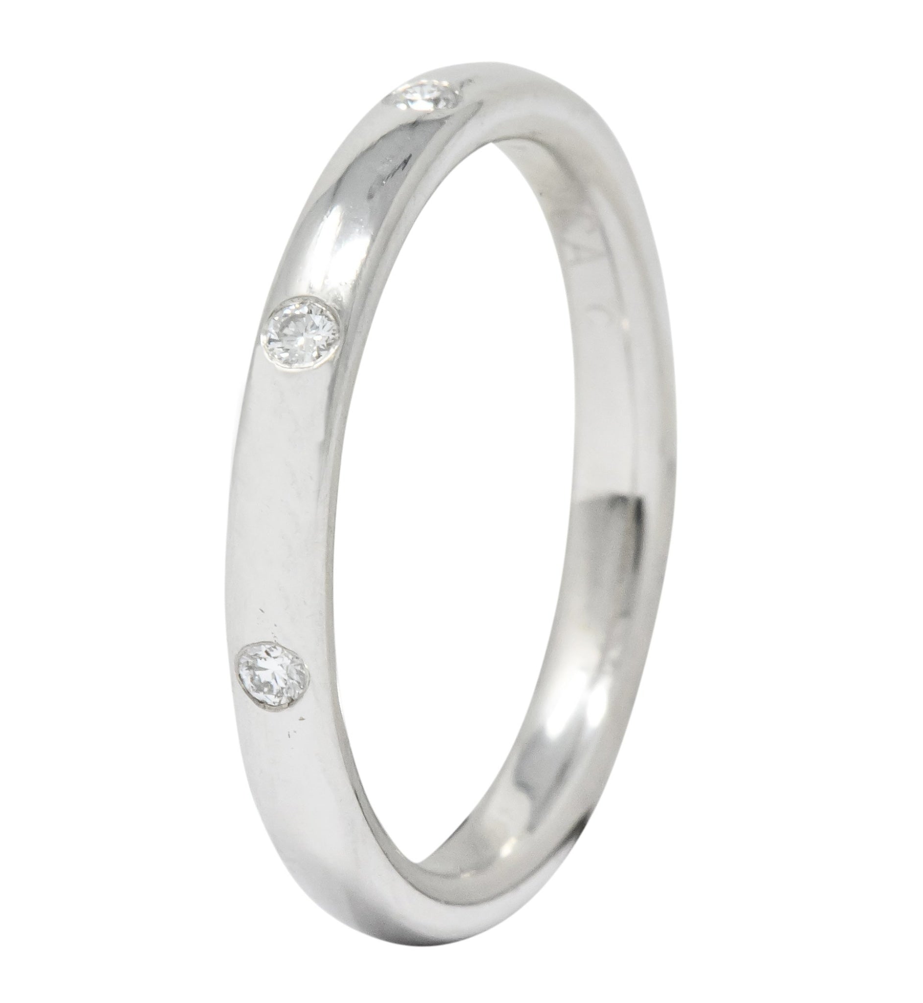 Van Cleef & Arpels Diamond Platinum Three Stone Band Ring - Wilson's Estate Jewelry