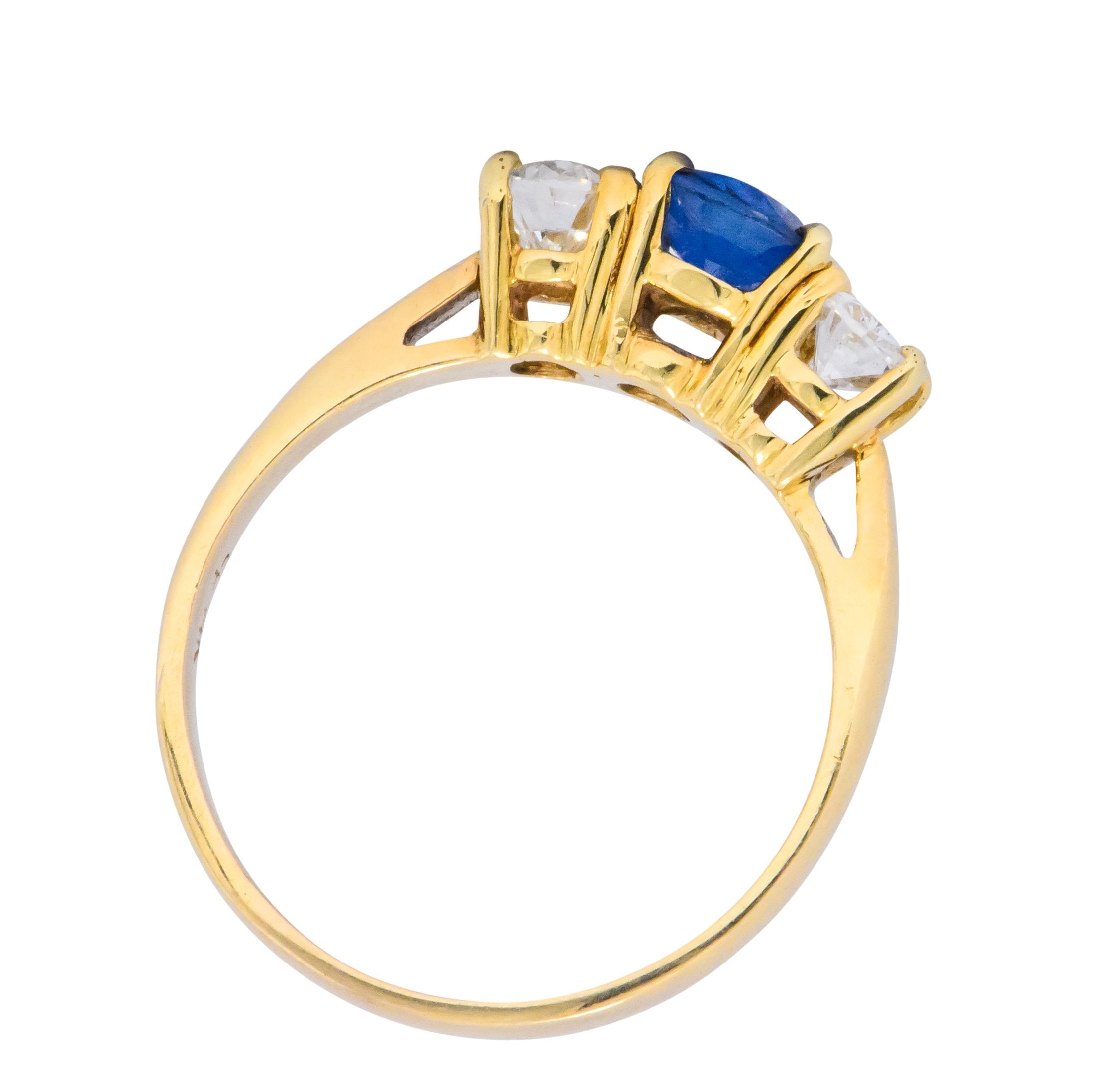 Vibrant Contemporary 1.55 CTW Sapphire Diamond 14 Karat Gold Ring Wilson's Estate Jewelry