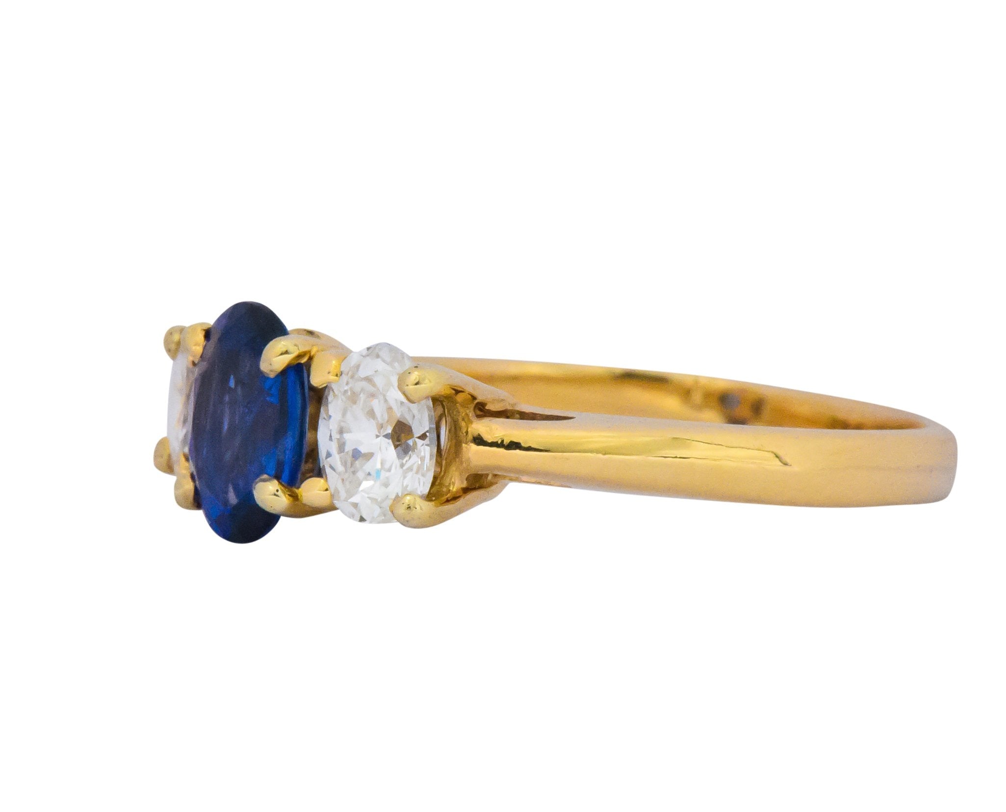 Vibrant Contemporary 1.55 CTW Sapphire Diamond 14 Karat Gold Ring Wilson's Estate Jewelry