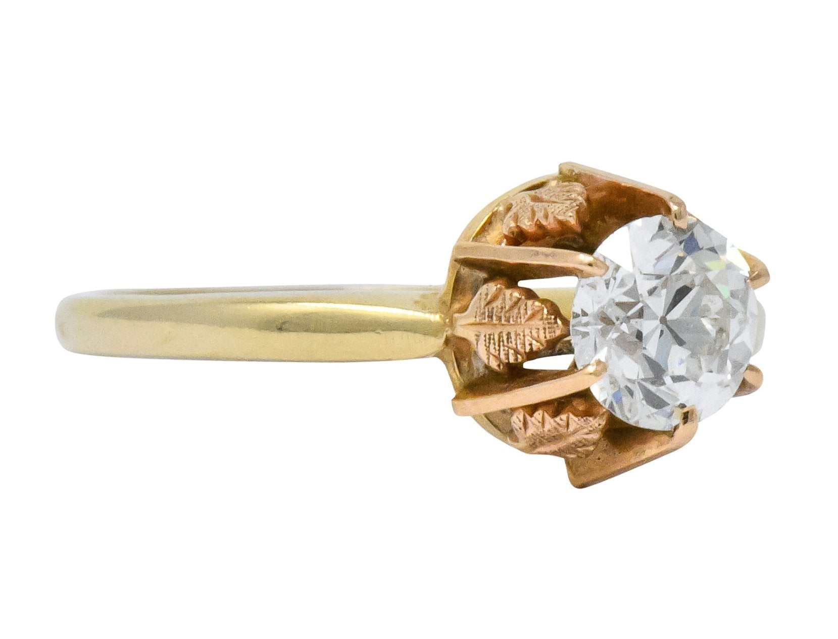 Victorian 0.70 CTW Diamond 14 Karat Two-Tone Gold Engagement Ring - Wilson's Estate Jewelry