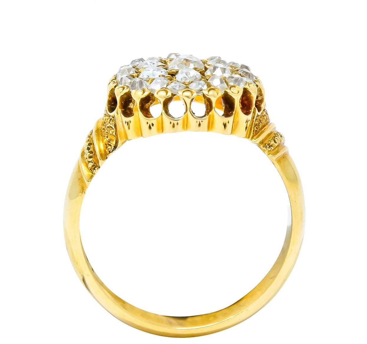 Victorian 0.70 CTW Old Mine Cut Diamond 18 Karat Gold Cluster Ring - Wilson's Estate Jewelry