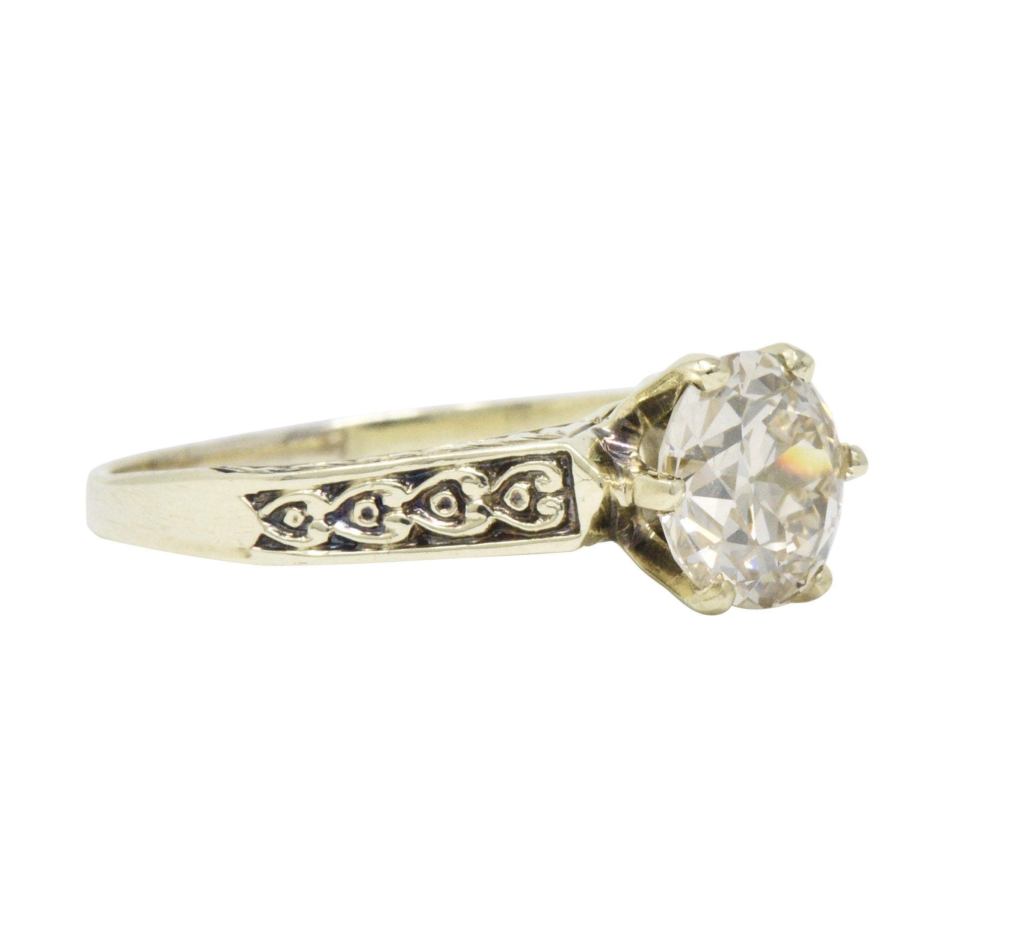 Victorian 1.32 CTW Diamond 14 Karat Gold Solitaire Engagement Ring Wilson's Estate Jewelry